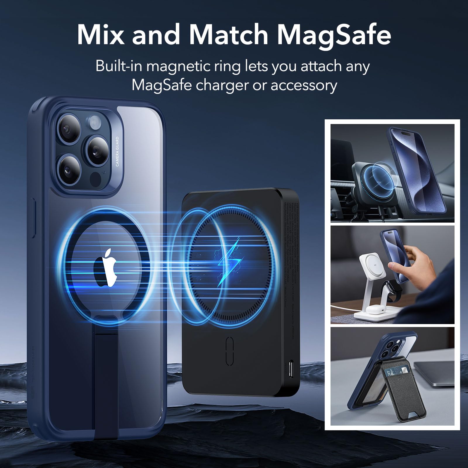 Foto 5 | Funda De Teléfono Esr Para Iphone 15 Pro Con Magsafe, Soporte Transparente - Venta Internacional.