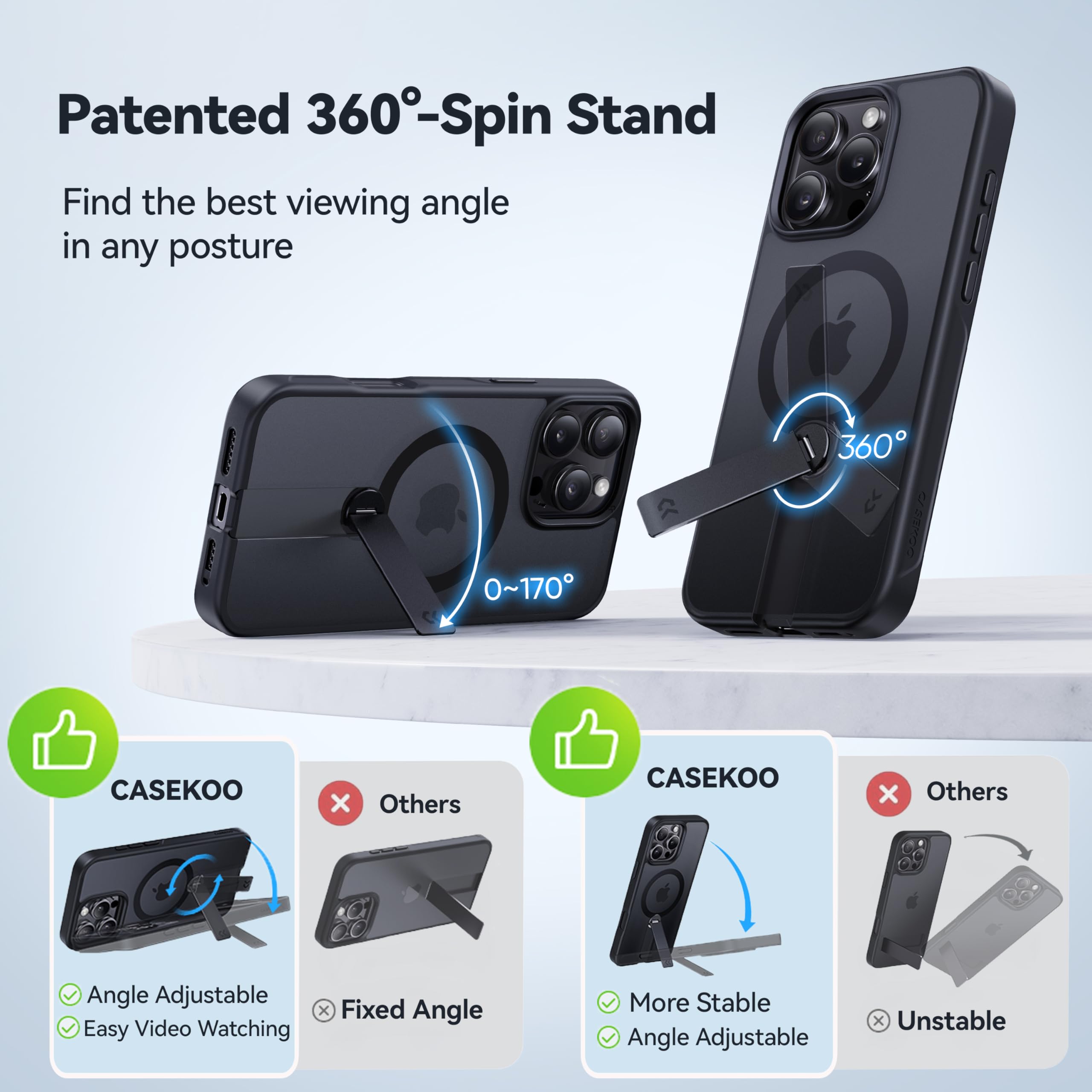 Foto 2 | Funda De Teléfono Casekoo Patentada Con Soporte Giratorio De 360° Para Iphone 16 Pro - Venta Internacional.