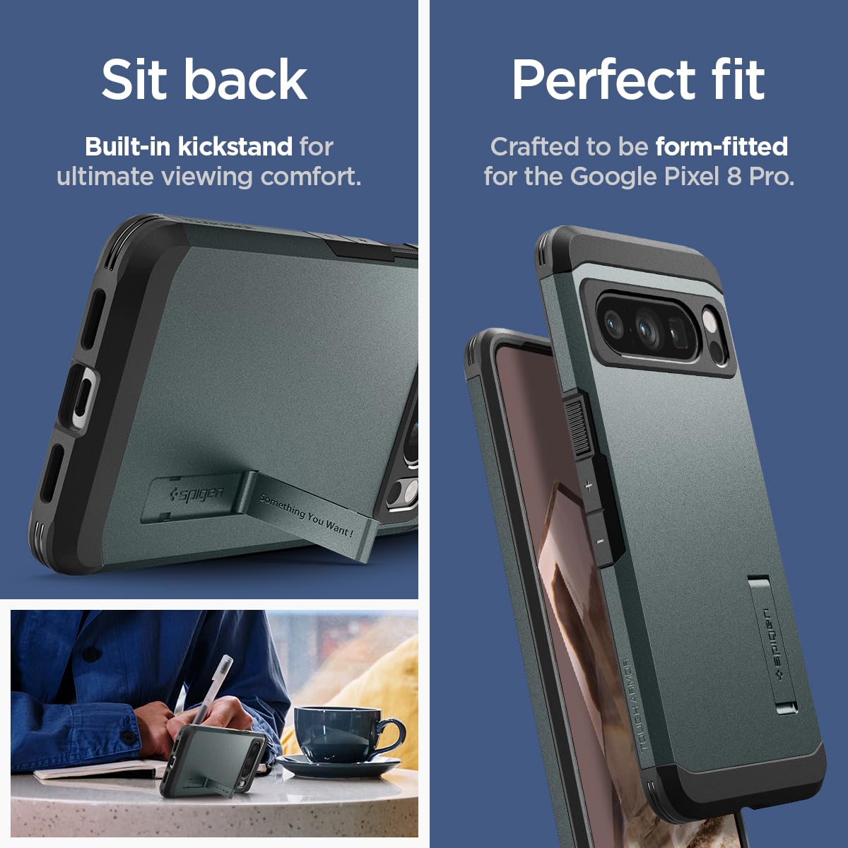 Foto 8 pulgar | Funda De Teléfono Spigen Tough Armor Para Pixel 8 Pro Con Soporte - Venta Internacional.