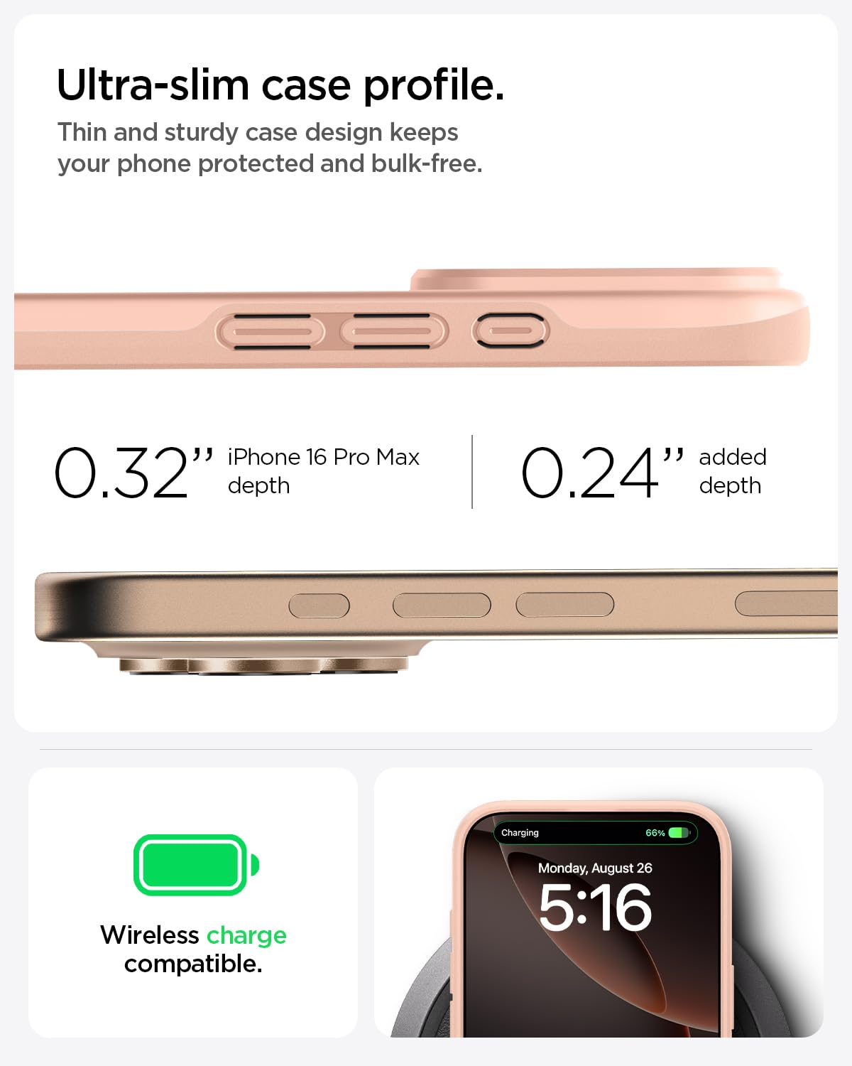 Foto 5 pulgar | Funda Spigen Thin Fit Magfit Para Iphone 16 Pro Max Rose Titanium - Venta Internacional.