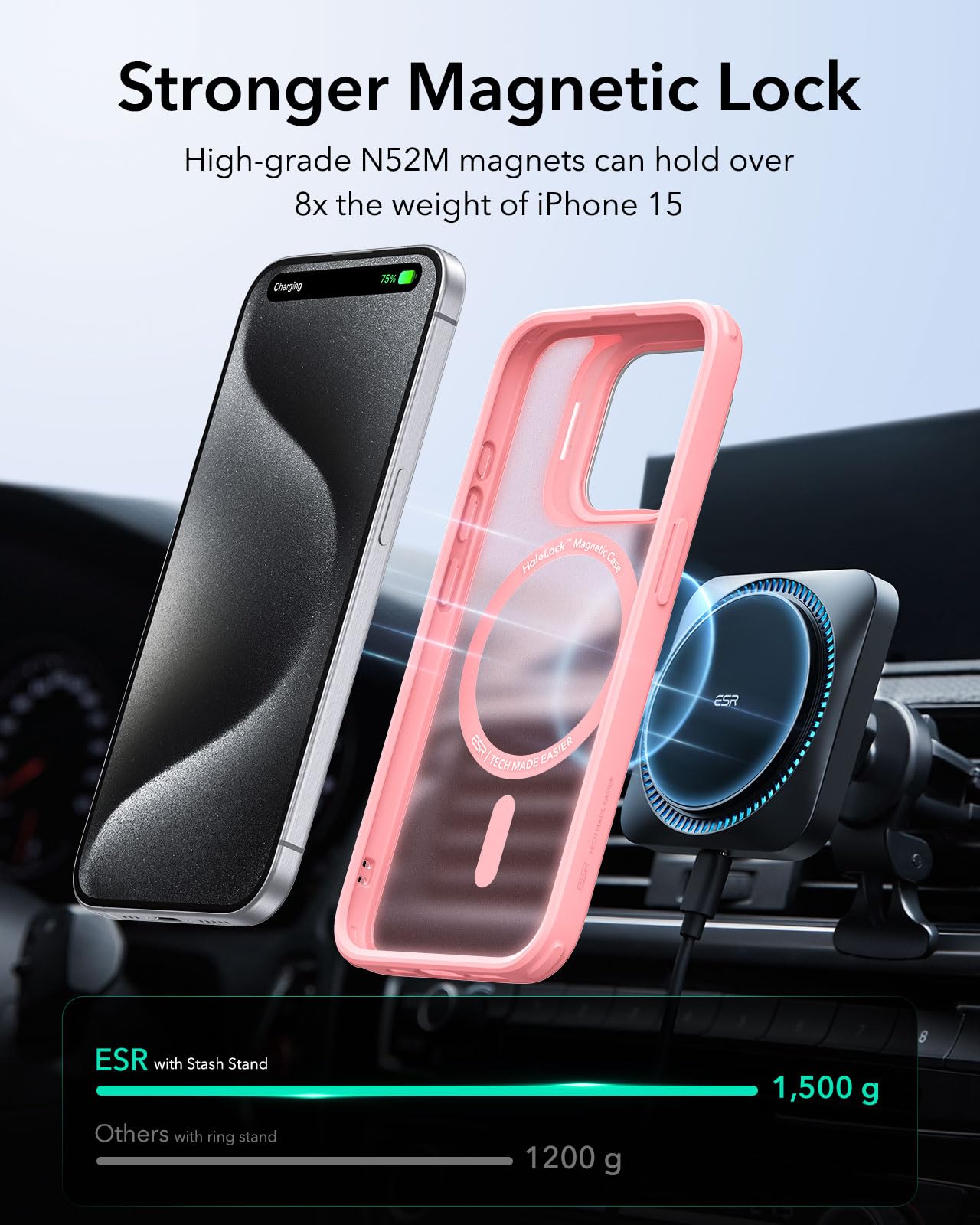 Foto 6 pulgar | Funda Esr Para Iphone 15 Pro Con Magsafe De Grado Militar, Color Rosa - Venta Internacional.