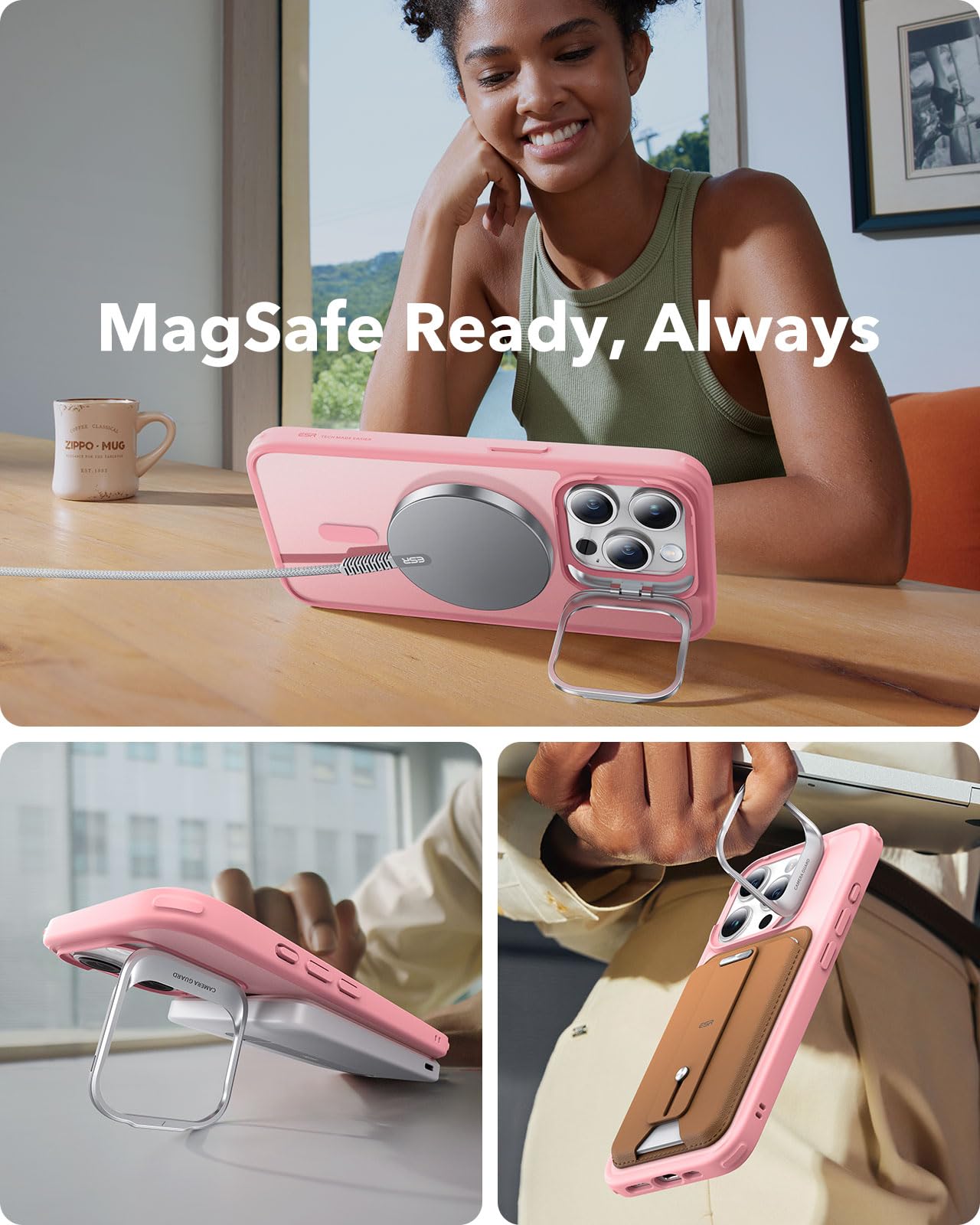 Foto 7 pulgar | Funda Esr Para Iphone 15 Pro Con Magsafe De Grado Militar, Color Rosa - Venta Internacional.
