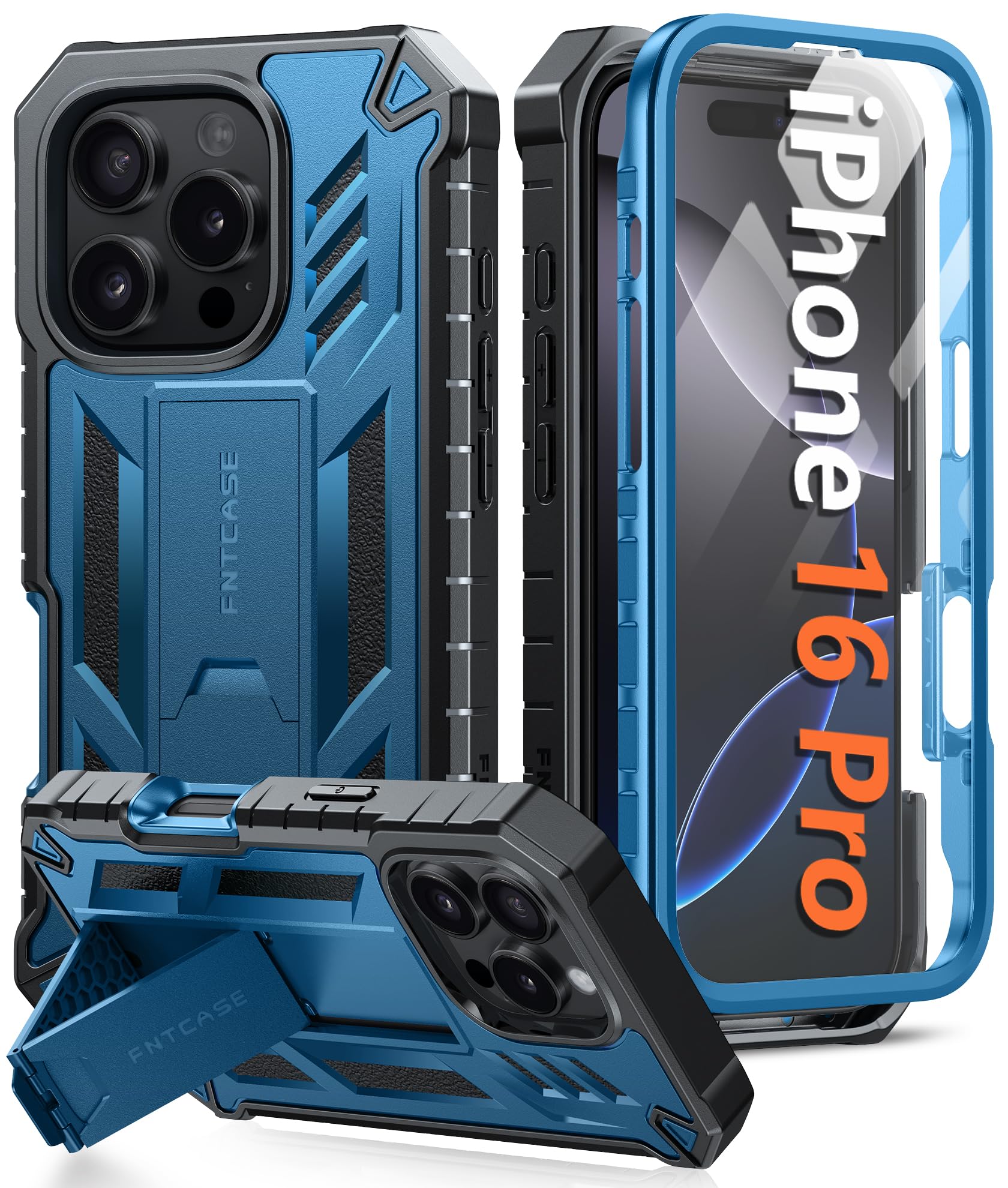 Foto 2 pulgar | Funda De Teléfono Fntcase Para Iphone 16 Pro De 6.3 Pulgadas Con Soporte Azul - Venta Internacional.