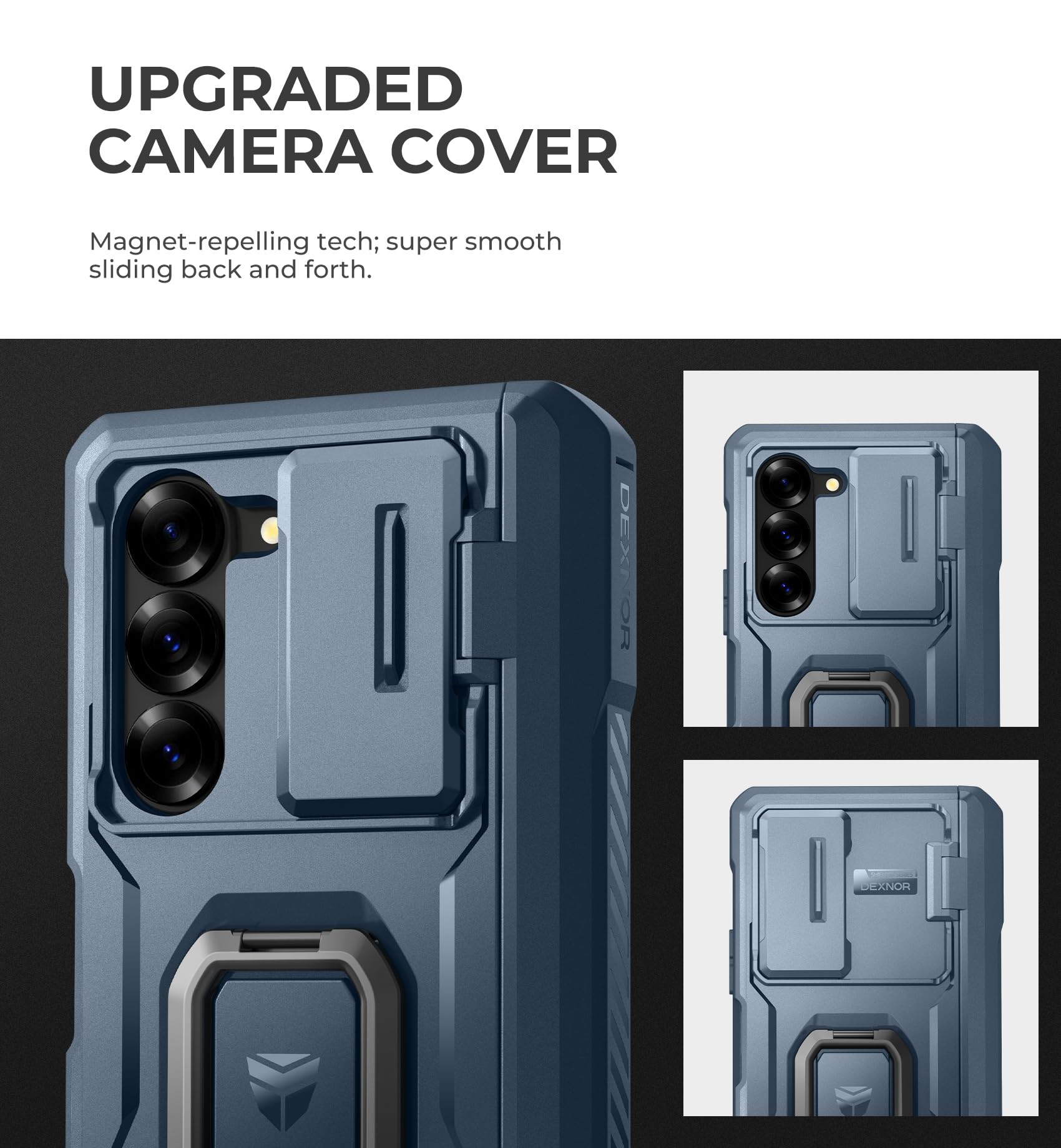 Foto 4 pulgar | Funda Dexnor Para Samsung Galaxy Z Fold 6 Con Soporte Para Anillos, Color Azul Marino - Venta Internacional.