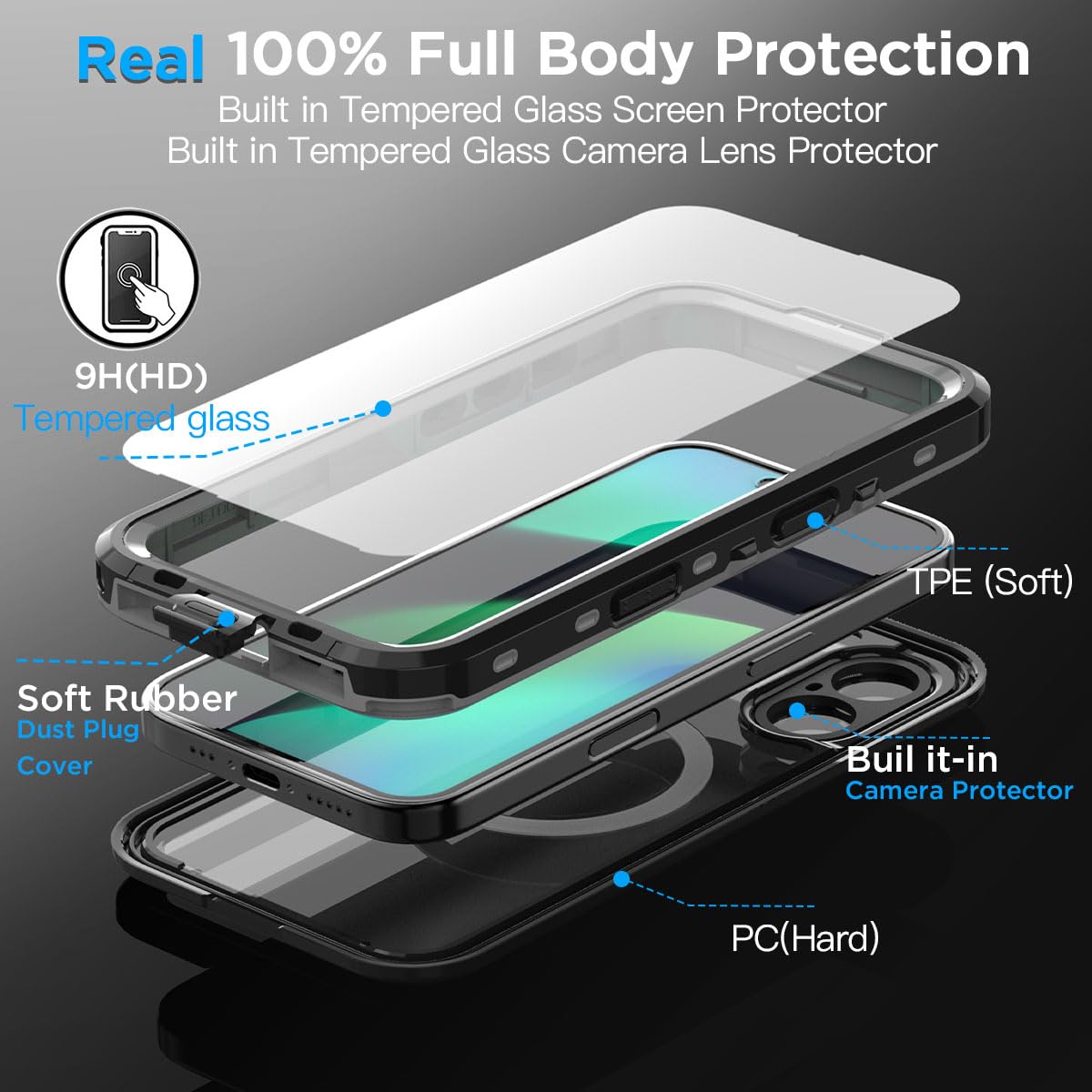 Foto 7 pulgar | Funda Impermeable Aicase Para Iphone 16 Plus (6.7) Con Magsafe - Venta Internacional.