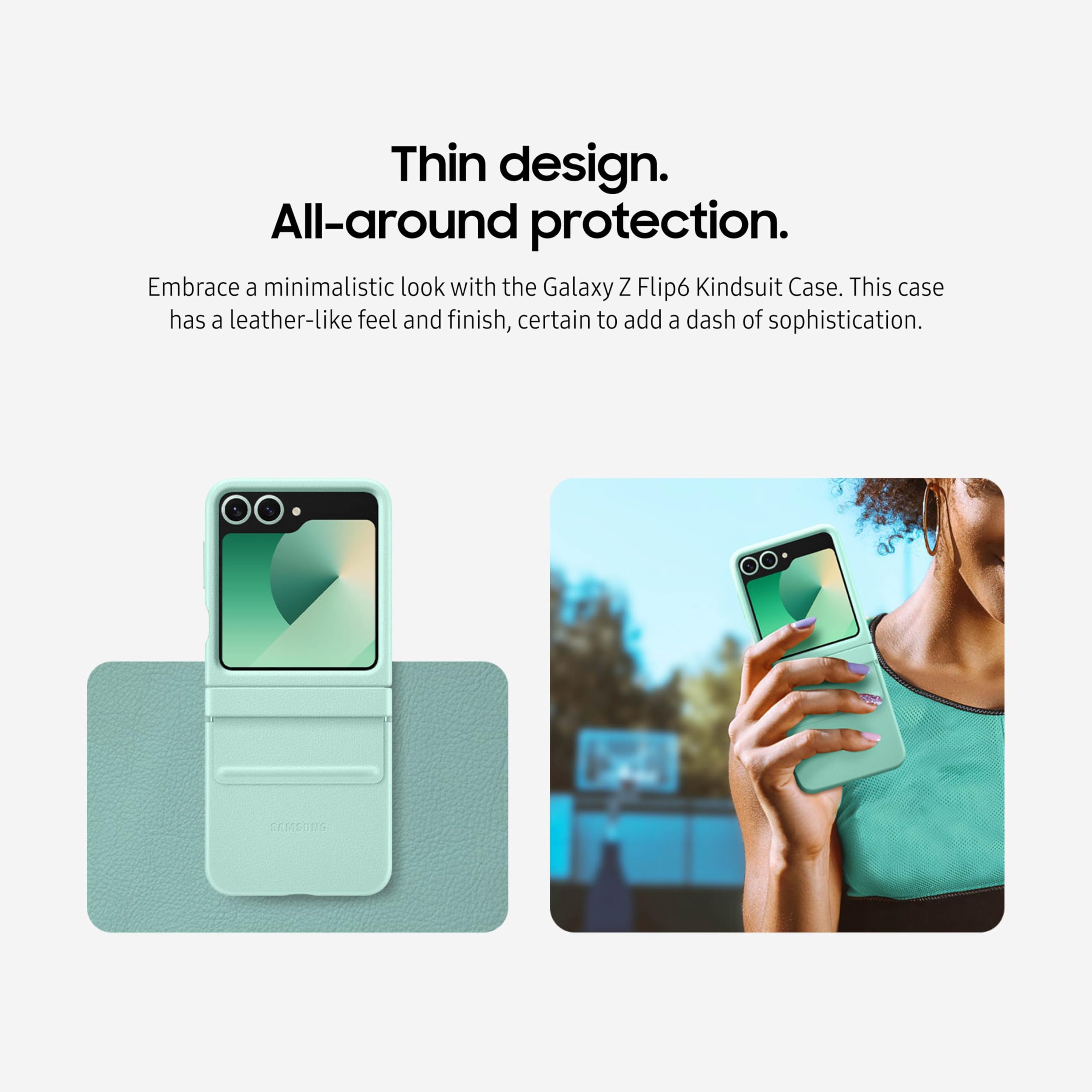 Foto 4 pulgar | Funda Para Teléfono Samsung Galaxy Z Flip 6 Kindsuit De Piel Color Menta - Venta Internacional.