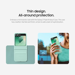 Foto 3 | Funda Para Teléfono Samsung Galaxy Z Flip 6 Kindsuit De Piel Color Menta - Venta Internacional.