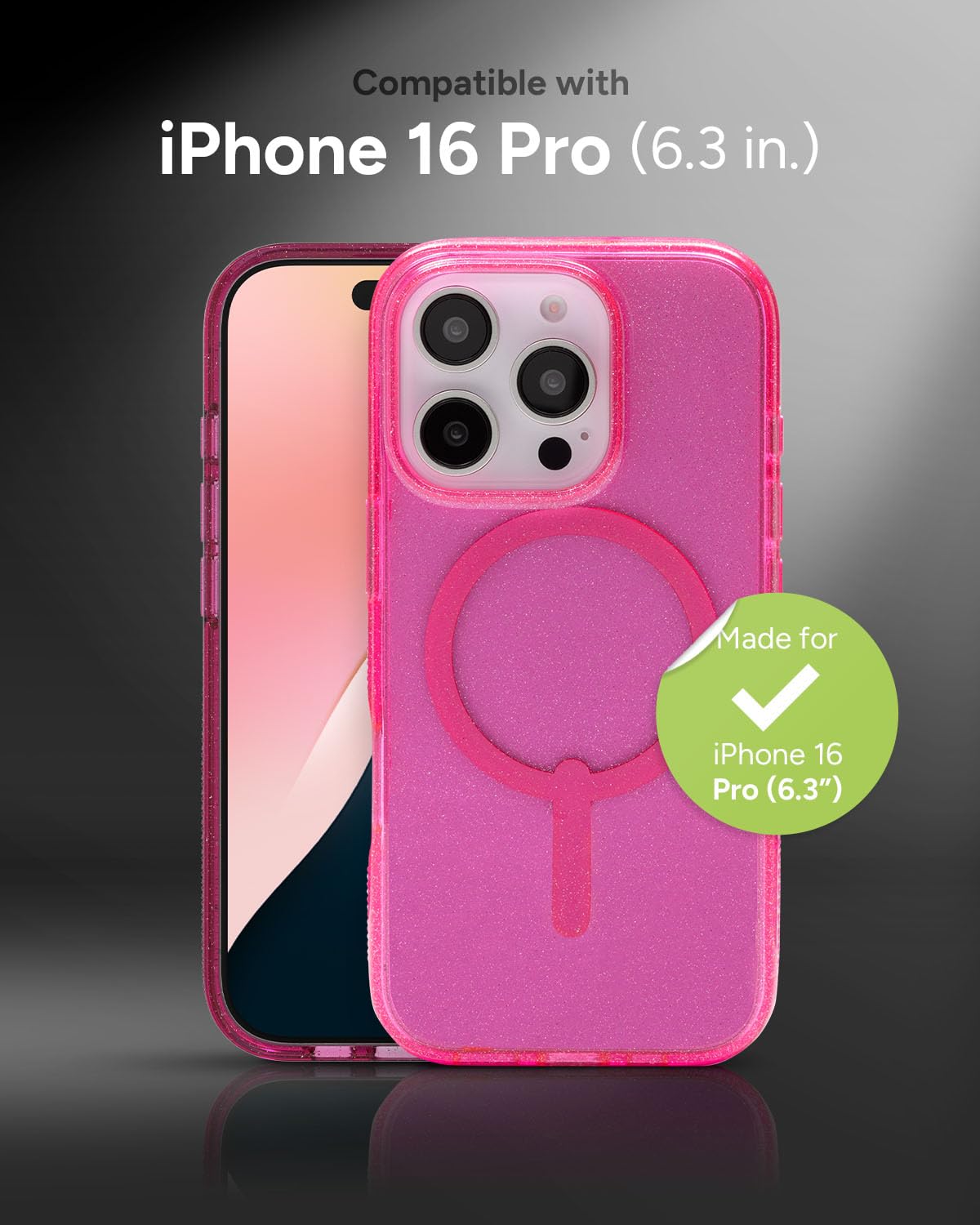 Foto 3 pulgar | Funda De Teléfono Zagg Milan Snap Para Iphone 16 Pro Pink Glitter - Venta Internacional.