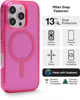 Foto 3 | Funda De Teléfono Zagg Milan Snap Para Iphone 16 Pro Pink Glitter - Venta Internacional.