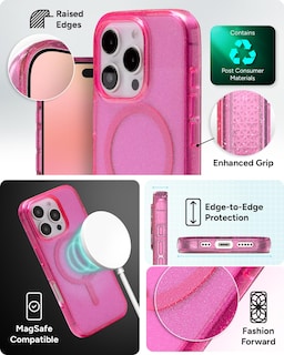 Foto 5 | Funda De Teléfono Zagg Milan Snap Para Iphone 16 Pro Pink Glitter - Venta Internacional.