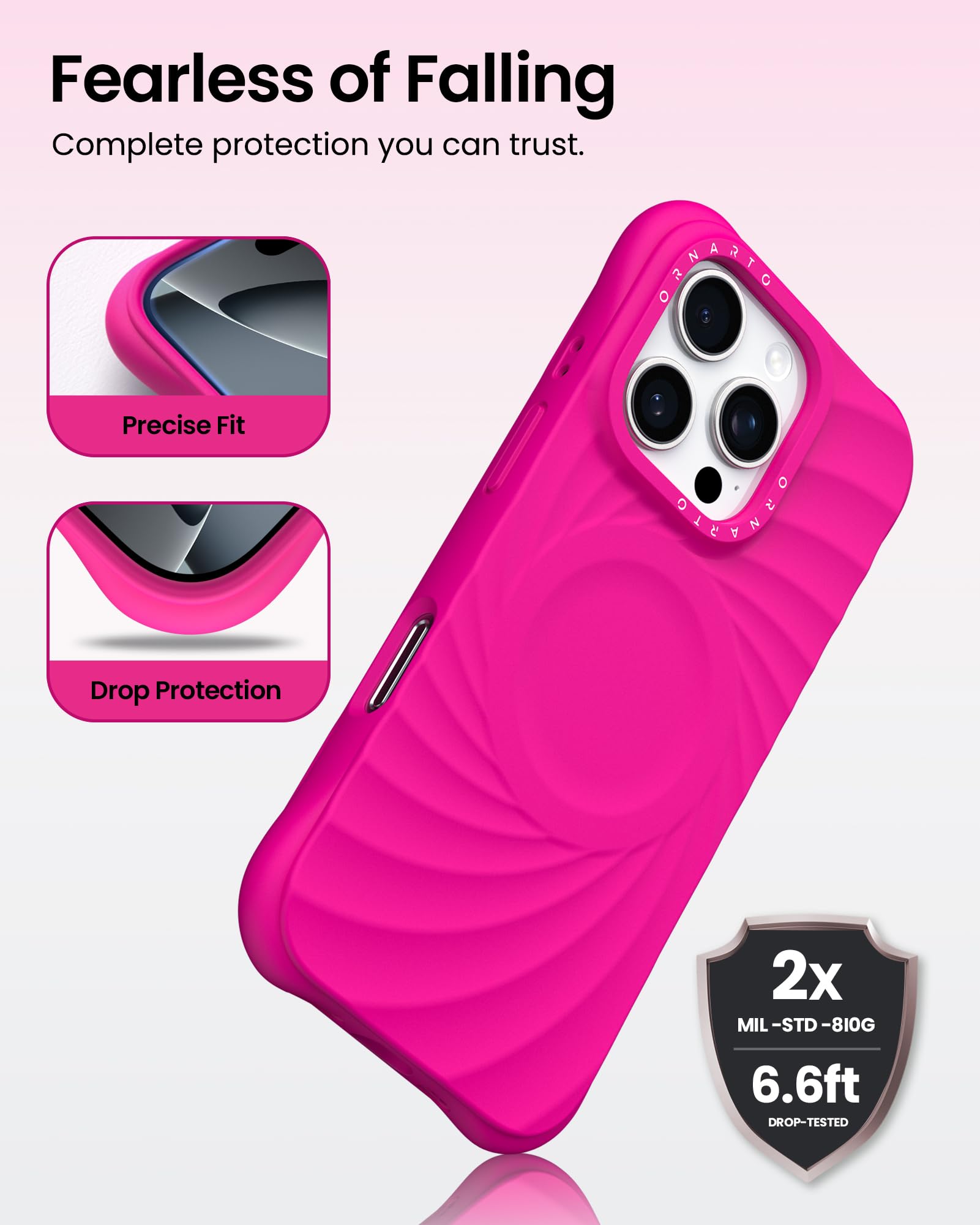 Foto 4 pulgar | Funda Ornarto Vortuxe Para Iphone 16 Pro Rosa Fuerte - Venta Internacional.