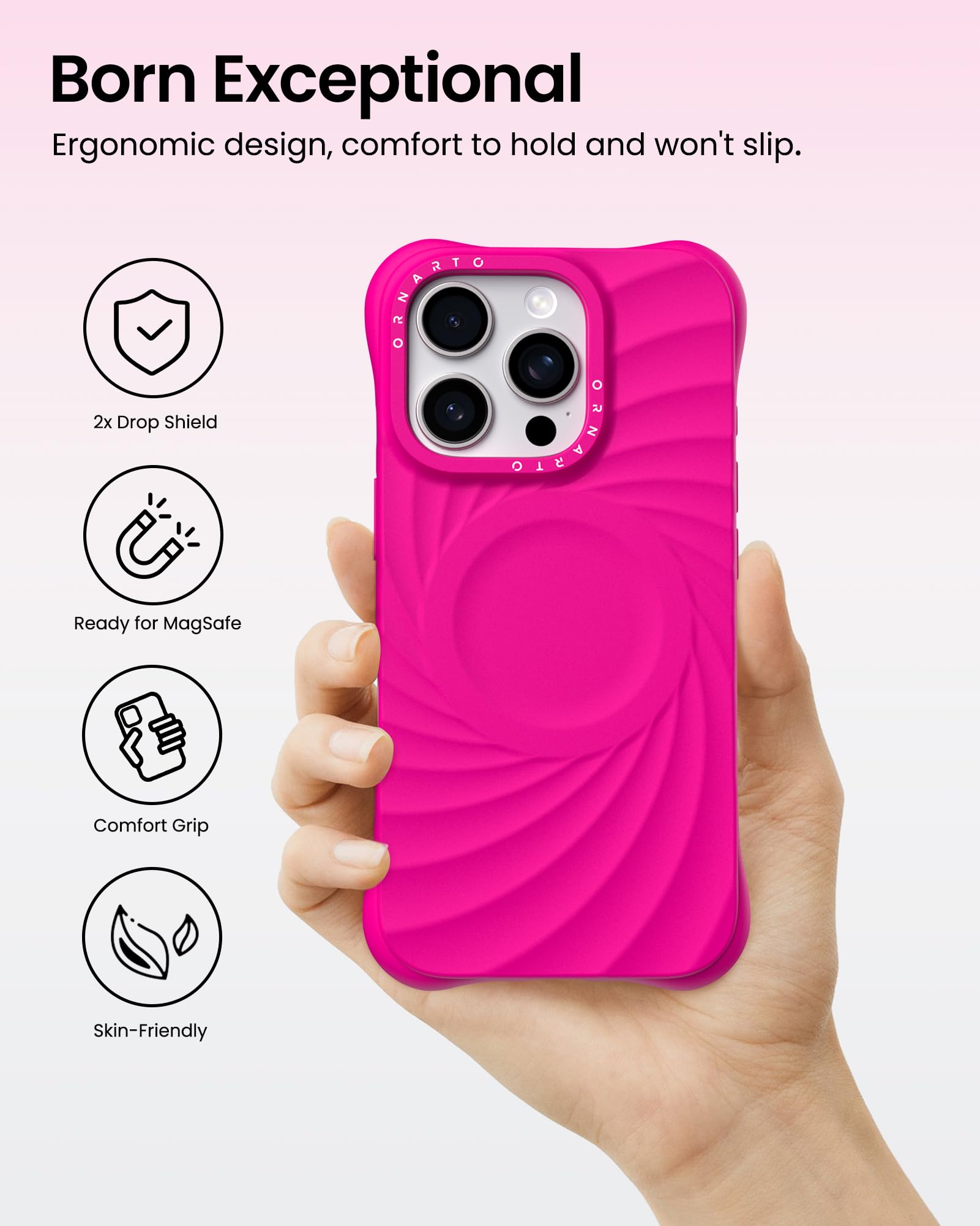 Foto 6 pulgar | Funda Ornarto Vortuxe Para Iphone 16 Pro Rosa Fuerte - Venta Internacional.