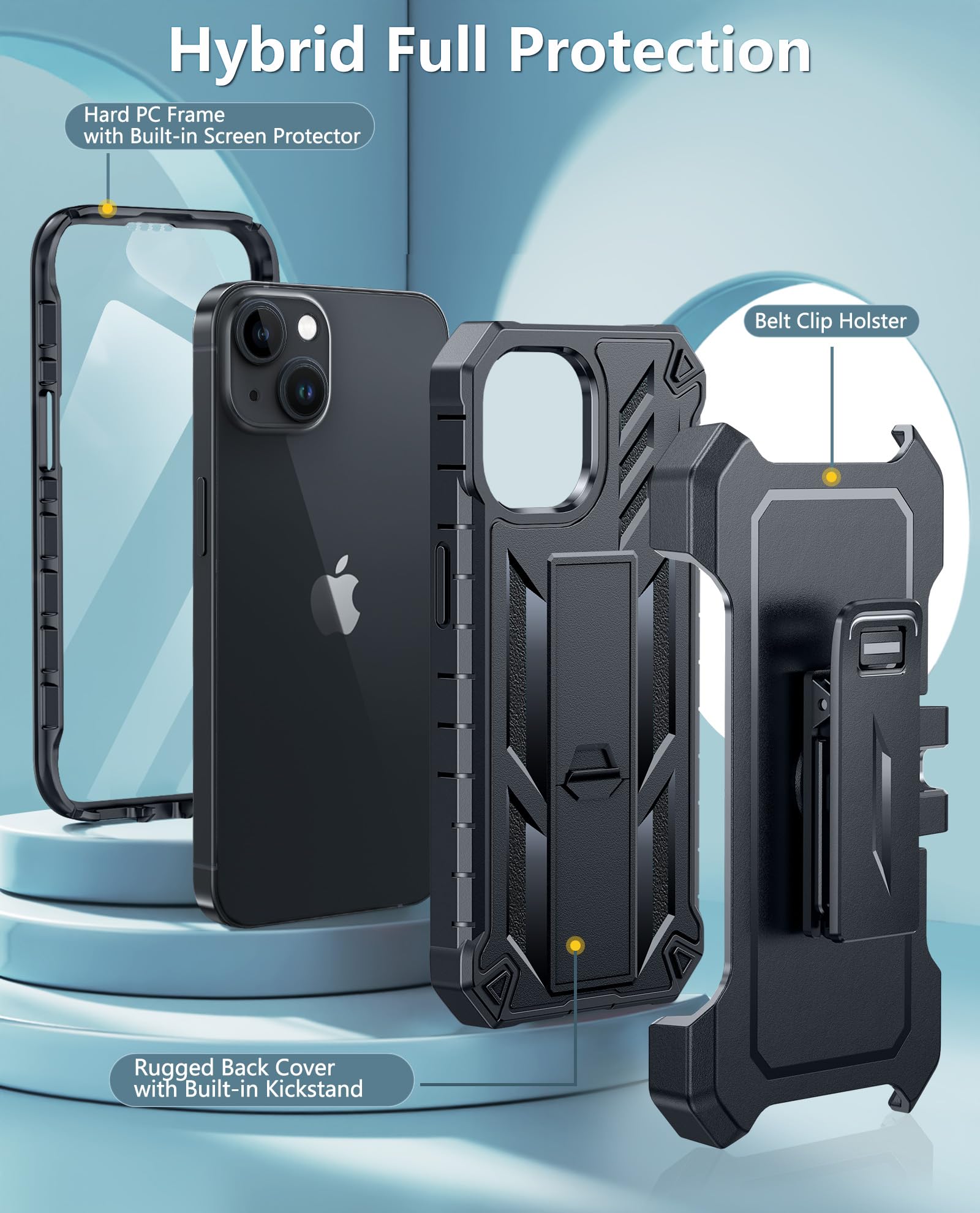 Foto 3 pulgar | Funda De Teléfono Fntcase Para Iphone 15, Grado Militar, Protección Total - Venta Internacional.