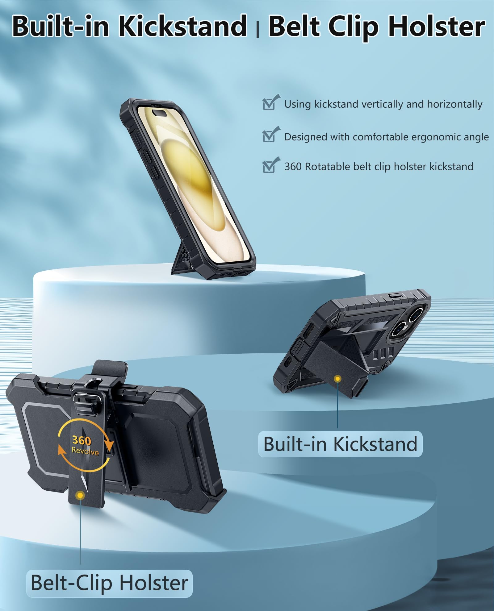 Foto 5 pulgar | Funda De Teléfono Fntcase Para Iphone 15, Grado Militar, Protección Total - Venta Internacional.