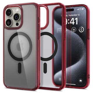 Foto 1 | Funda Spigen Ultra Hybrid Magfit Para Iphone 15 Pro, Color Rojo Oscuro - Venta Internacional.