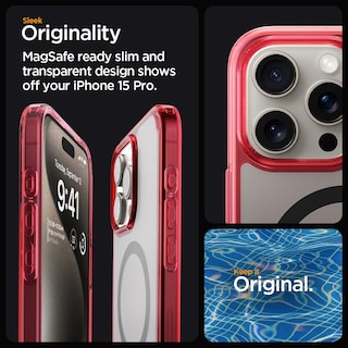 Foto 3 | Funda Spigen Ultra Hybrid Magfit Para Iphone 15 Pro, Color Rojo Oscuro - Venta Internacional.