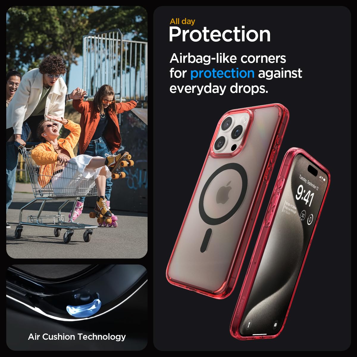 Foto 4 | Funda Spigen Ultra Hybrid Magfit Para Iphone 15 Pro, Color Rojo Oscuro - Venta Internacional.