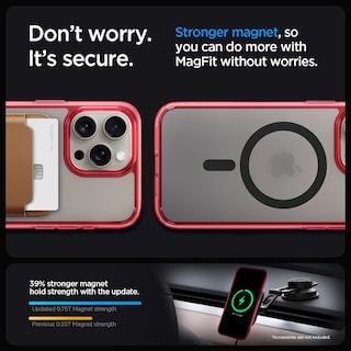 Foto 5 | Funda Spigen Ultra Hybrid Magfit Para Iphone 15 Pro, Color Rojo Oscuro - Venta Internacional.