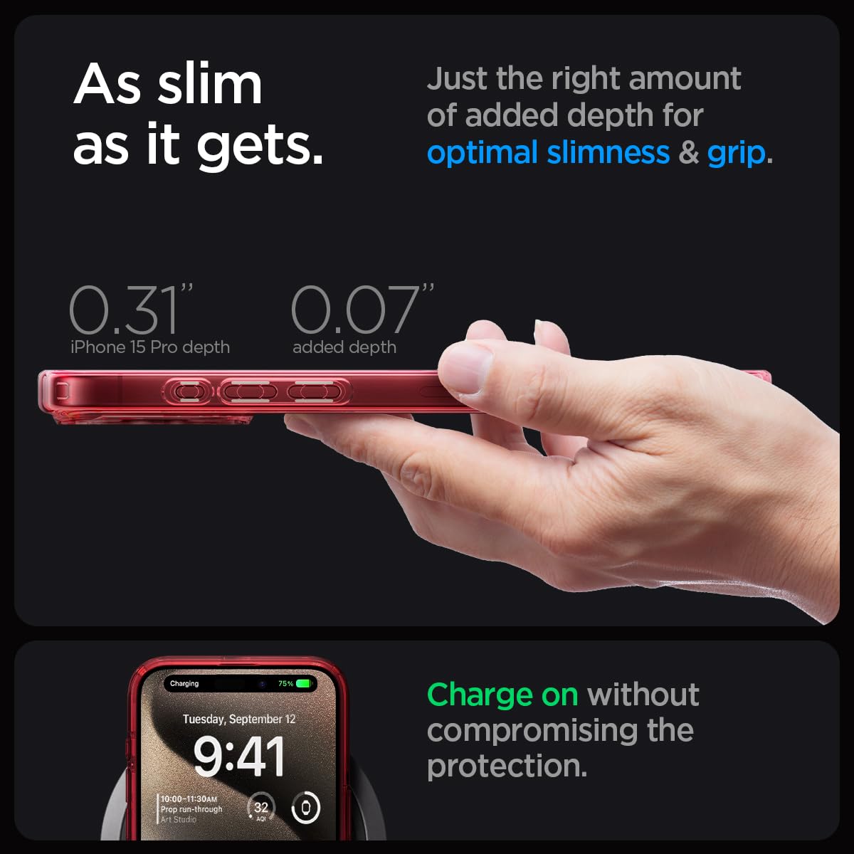 Foto 6 | Funda Spigen Ultra Hybrid Magfit Para Iphone 15 Pro, Color Rojo Oscuro - Venta Internacional.