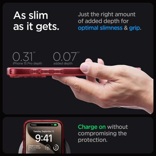 Foto 6 | Funda Spigen Ultra Hybrid Magfit Para Iphone 15 Pro, Color Rojo Oscuro - Venta Internacional.