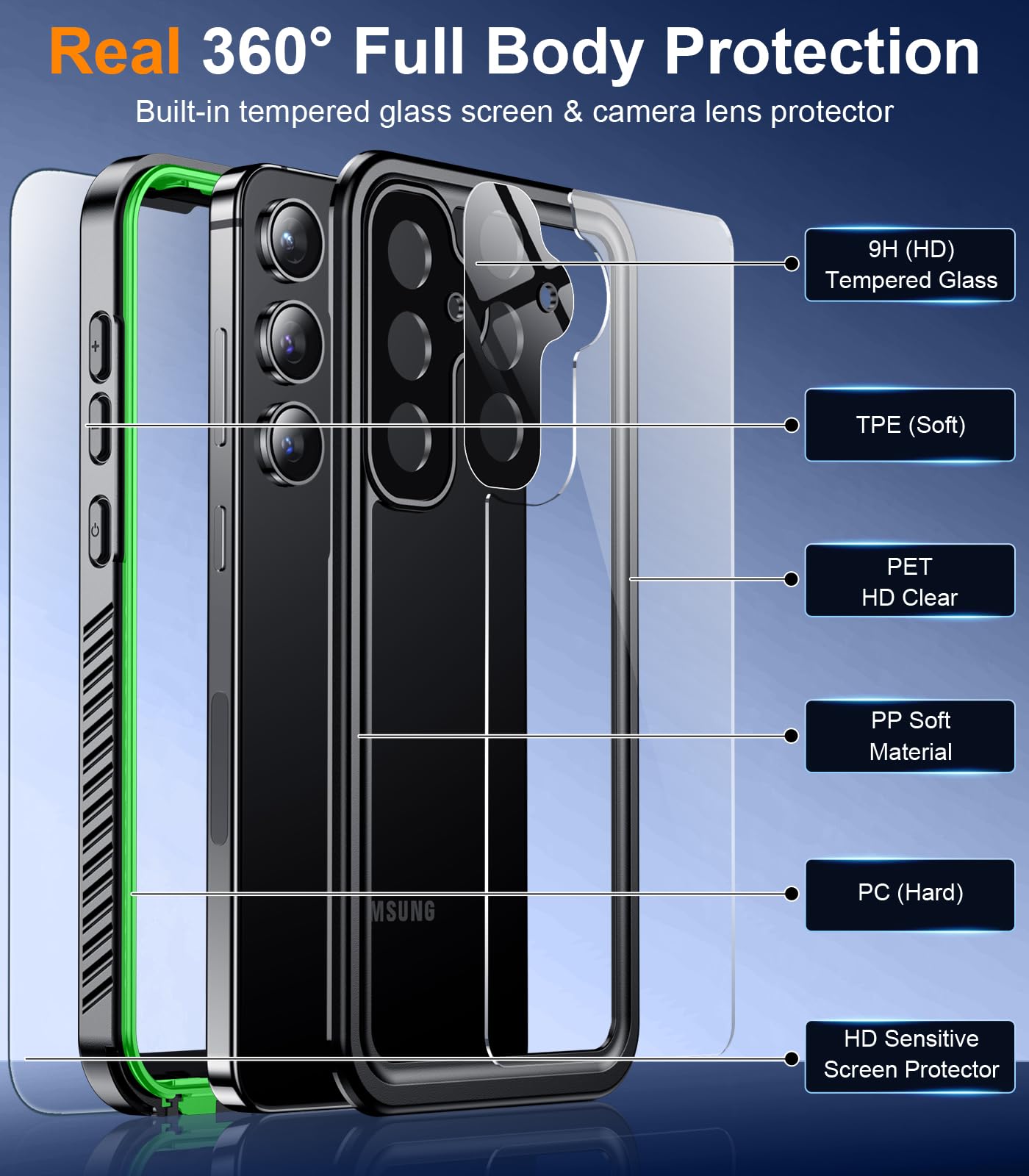 Foto 6 pulgar | Funda De Teléfono Temdan Impermeable Con Protector De Pantalla Para Galaxy S24 - Venta Internacional.