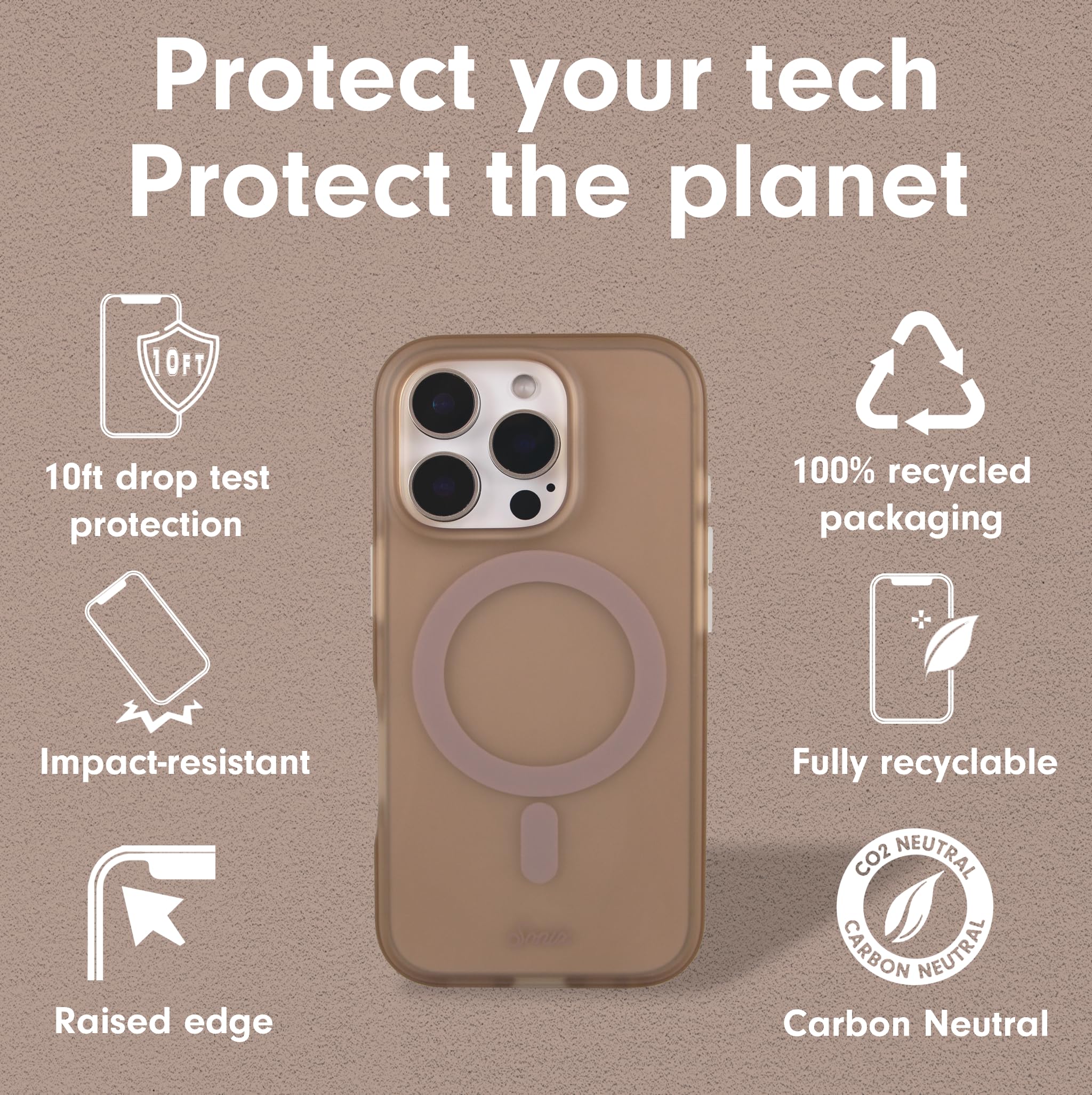 Foto 6 pulgar | Funda De Teléfono Sonix Para Iphone 16 Pro Magsafe 3m Drop Test Brown - Venta Internacional.