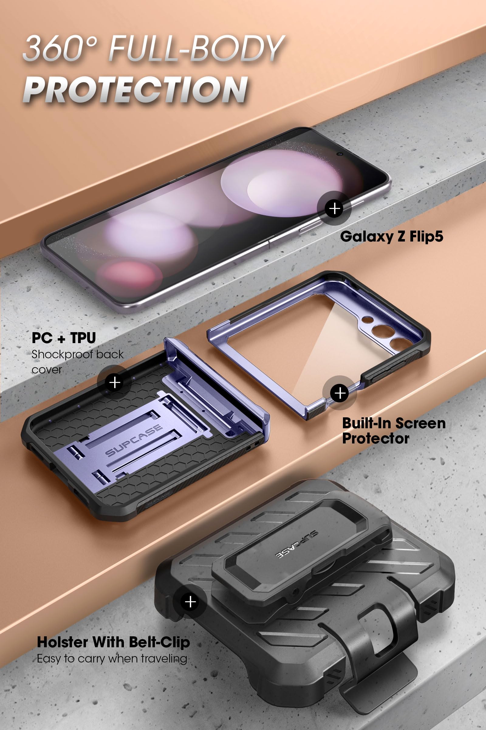 Foto 5 pulgar | Funda De Teléfono Supcase Unicorn Beetle Pro Para Samsung Galaxy Z Flip 5 - Venta Internacional.