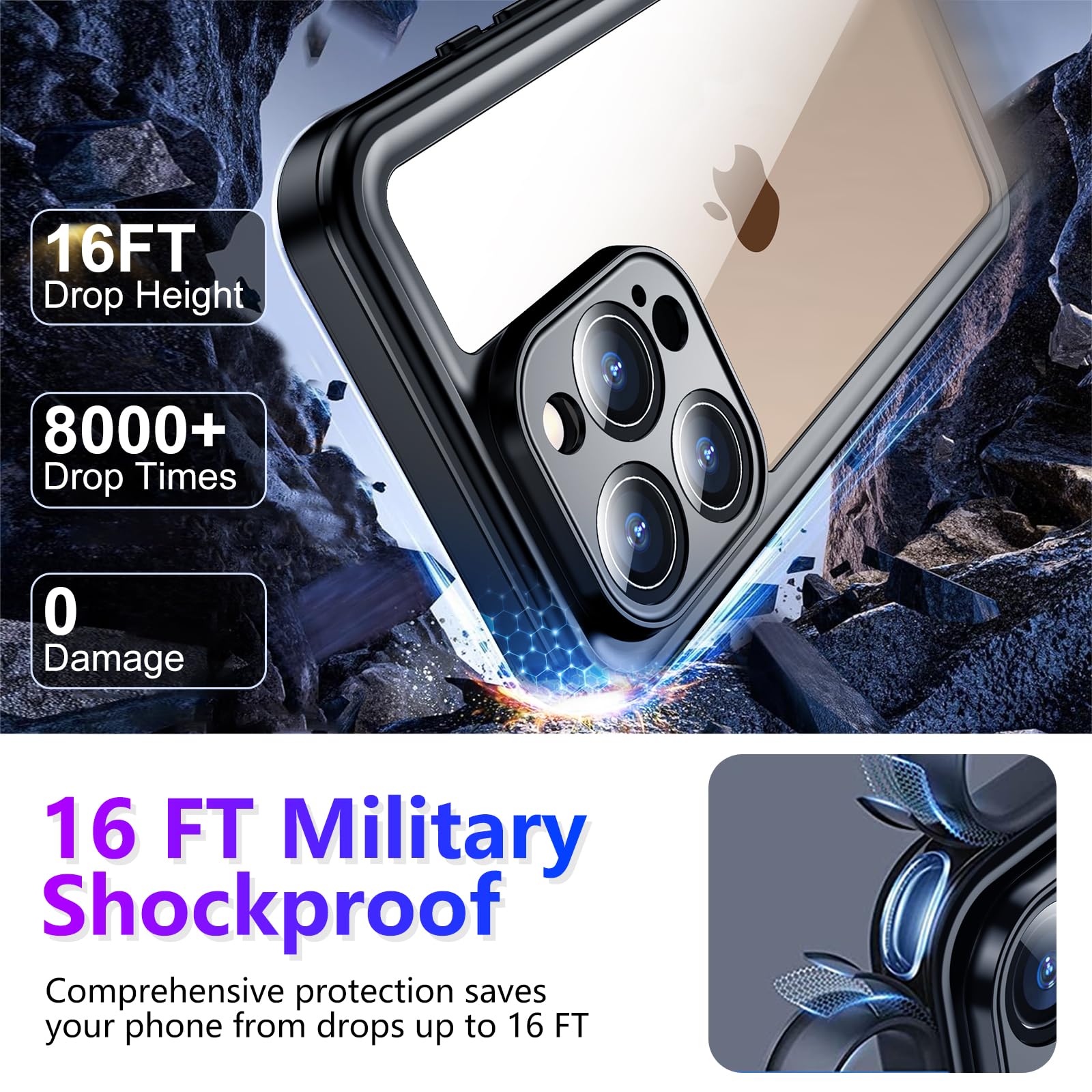 Foto 4 pulgar | Funda Impermeable Temdan Compatible Con Iphone 16 Pro Max - Venta Internacional.