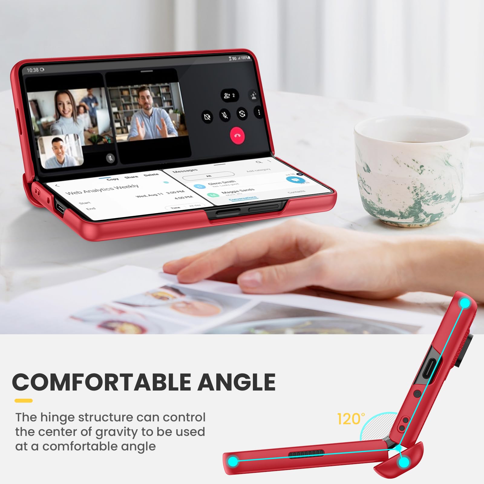 Foto 8 pulgar | Funda De Teléfono Ruky Para Samsung Galaxy Z Fold 5 5g Con Soporte - Venta Internacional.