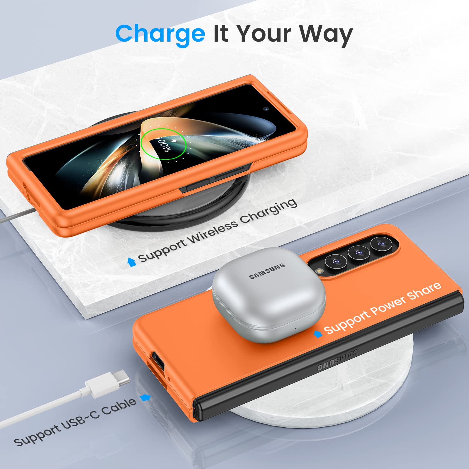 Foto 4 | Funda De Teléfono Ruky De Cuerpo Completo Con Protector De Pantalla Para Galaxy Z Fold 4 - Venta Internacional.