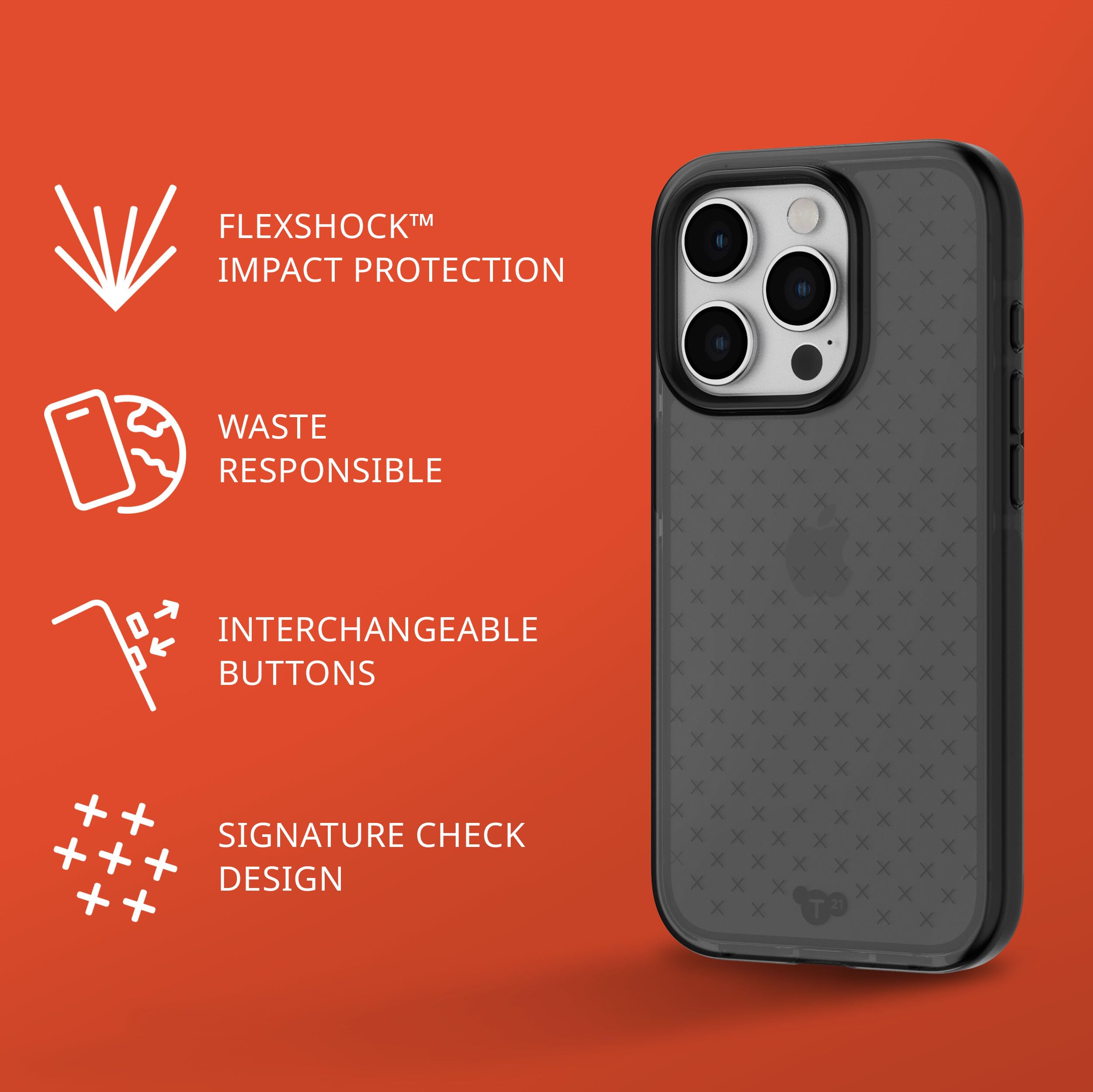 Foto 3 | Funda Tech21 Evo Check Para Iphone 15 Pro, Color Ahumado Y Negro - Venta Internacional.