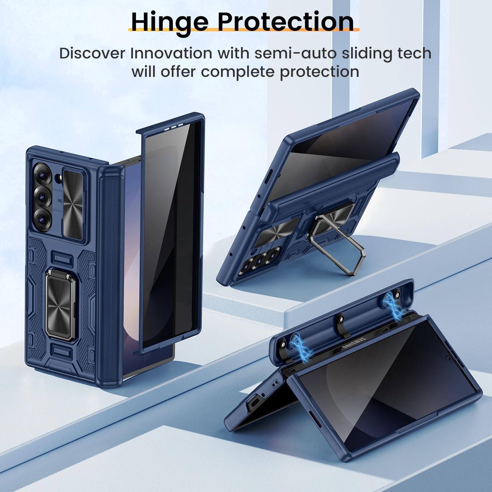 Foto 5 pulgar | Funda Vego Para Samsung Galaxy Z Fold 6 Con Pantalla De Privacidad, Color Azul - Venta Internacional.