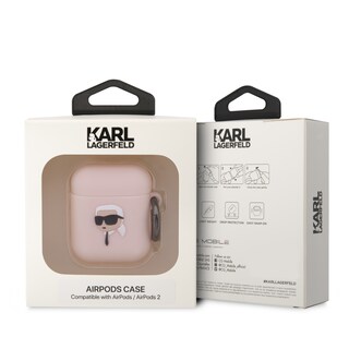 Foto 3 | Funda Karl Lagerfeld Silicón Airpods 1/2 - Rosa Original