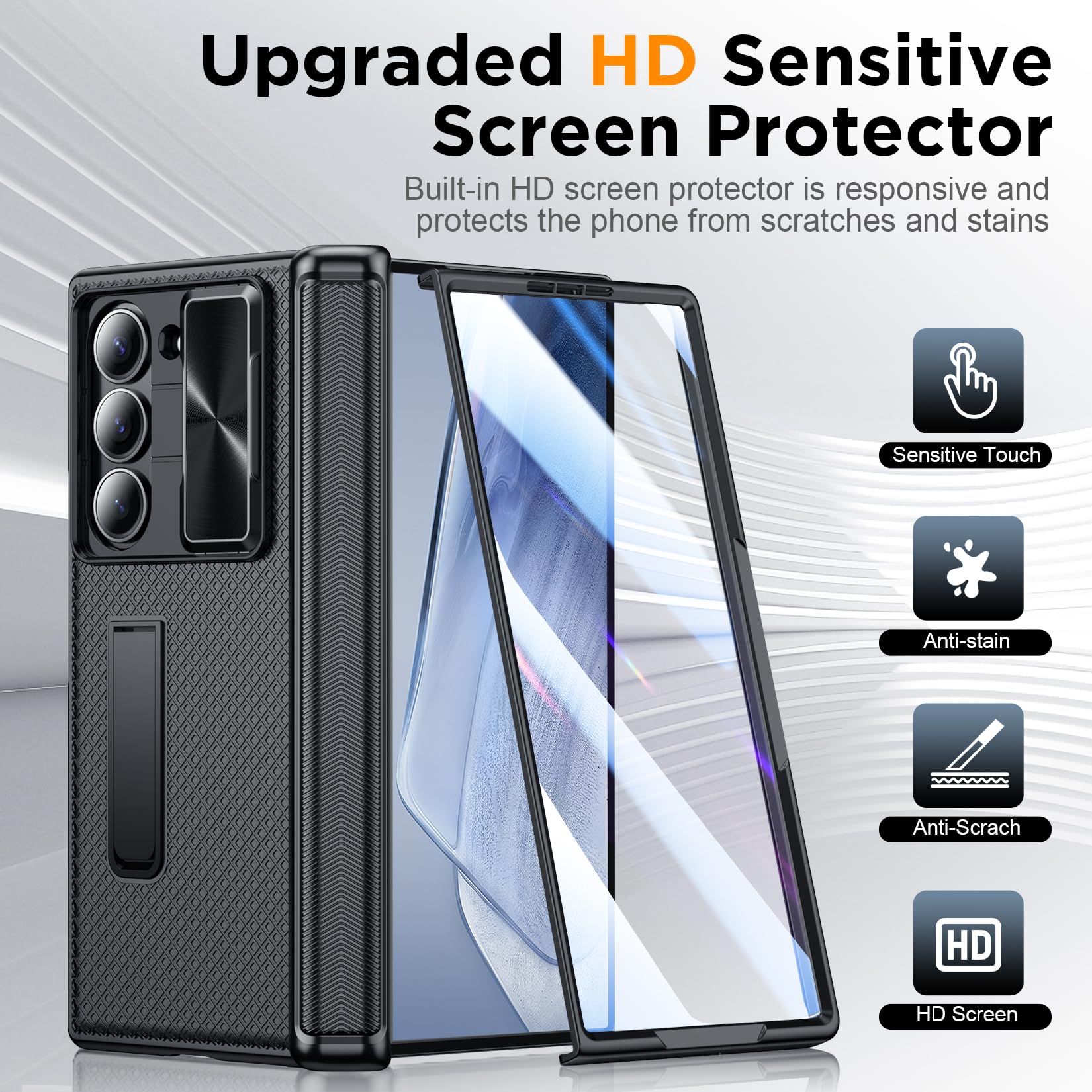 Foto 5 pulgar | Funda De Teléfono Temdan Para Samsung Galaxy Z Fold 6 Negra - Venta Internacional.