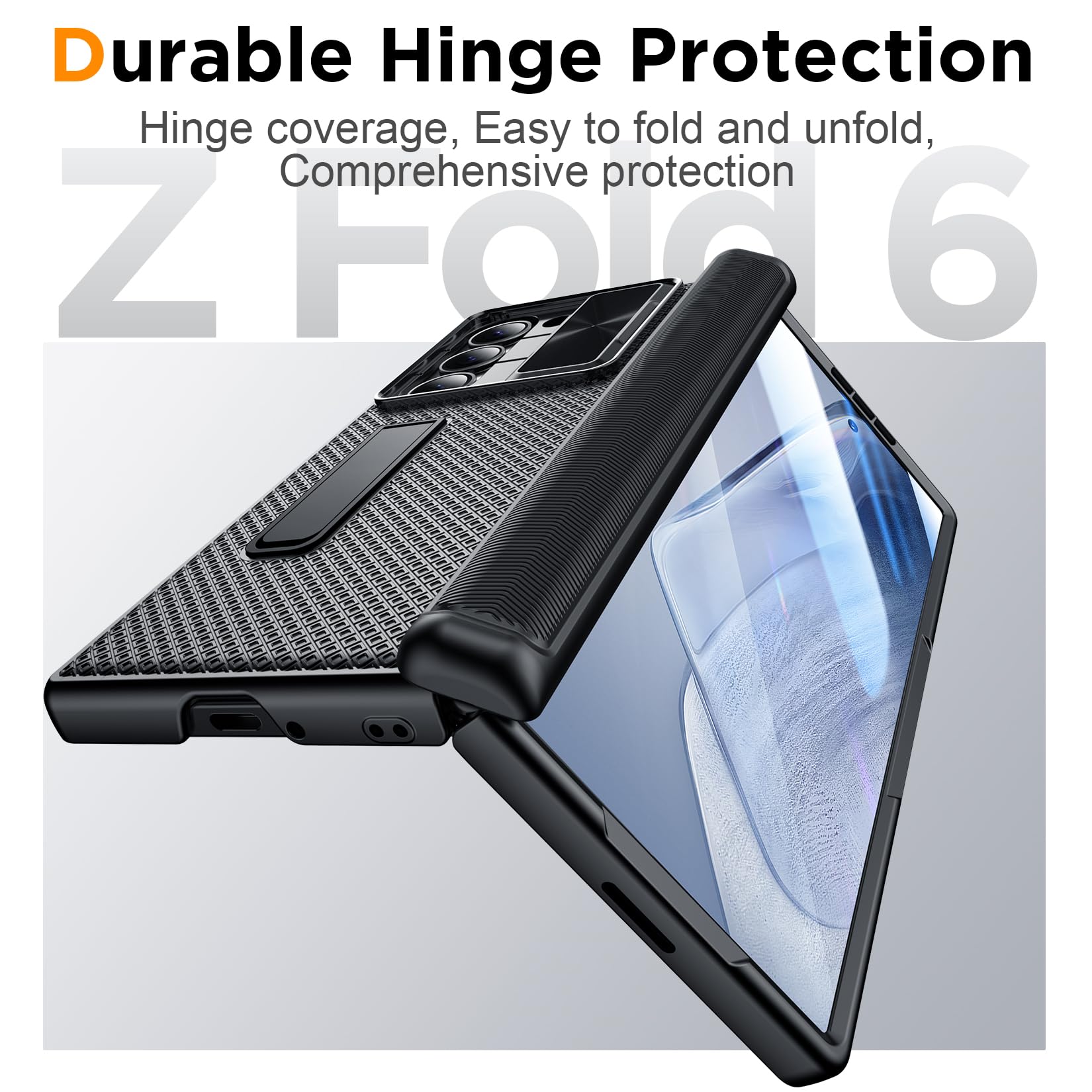 Foto 6 pulgar | Funda De Teléfono Temdan Para Samsung Galaxy Z Fold 6 Negra - Venta Internacional.