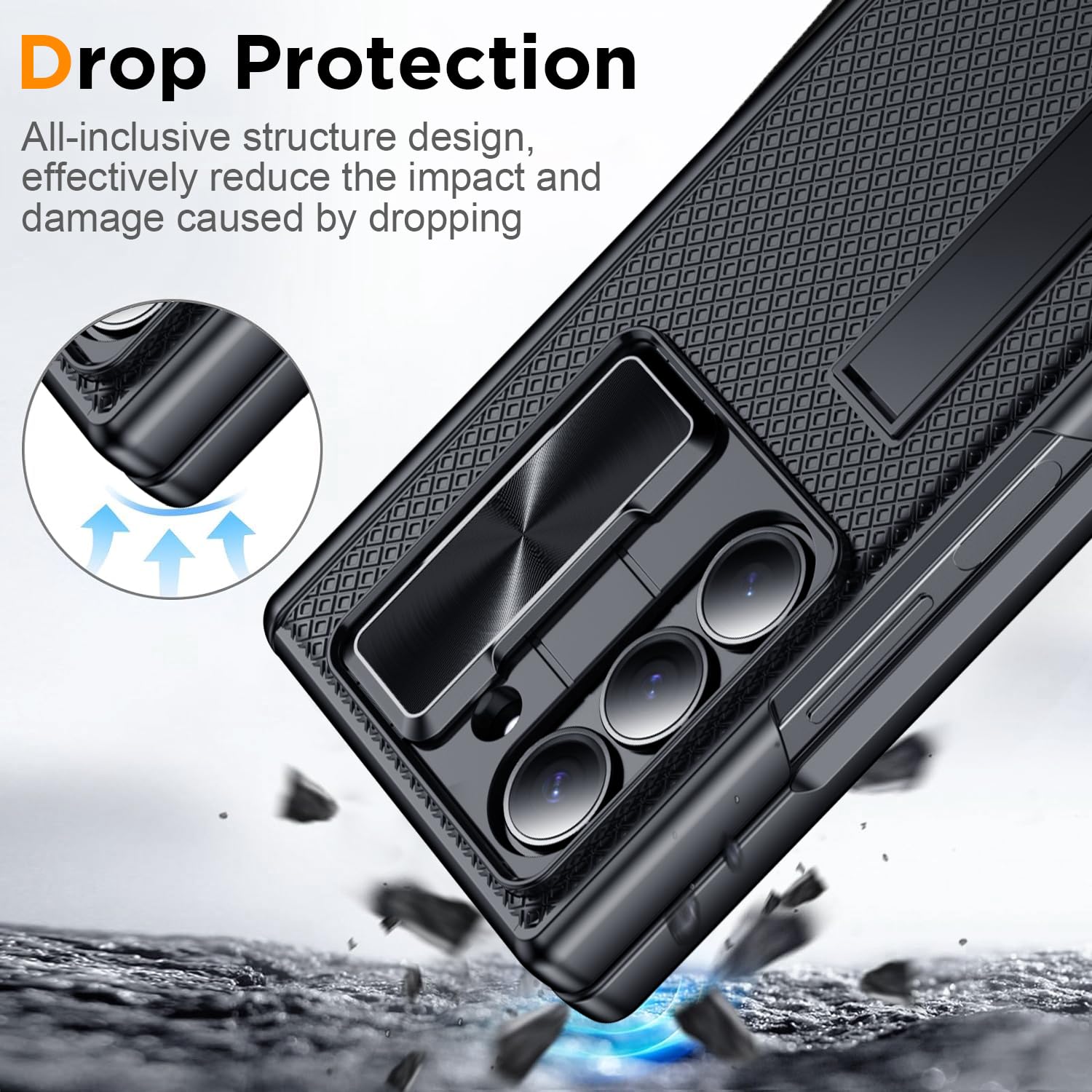 Foto 7 pulgar | Funda De Teléfono Temdan Para Samsung Galaxy Z Fold 6 Negra - Venta Internacional.