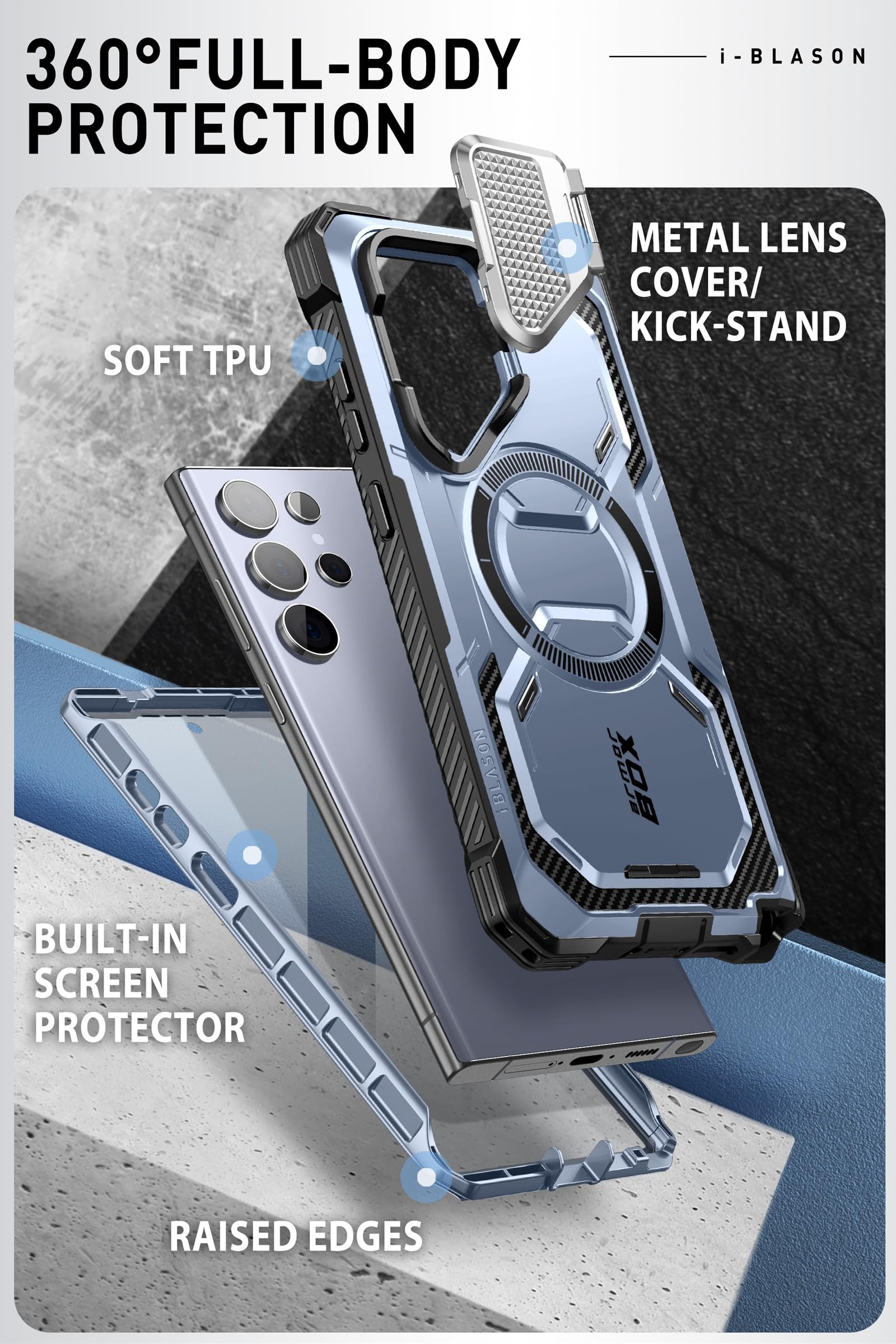 Foto 4 pulgar | Funda De Teléfono I-blason Armorbox Para Samsung Galaxy S24+ Azul - Venta Internacional.
