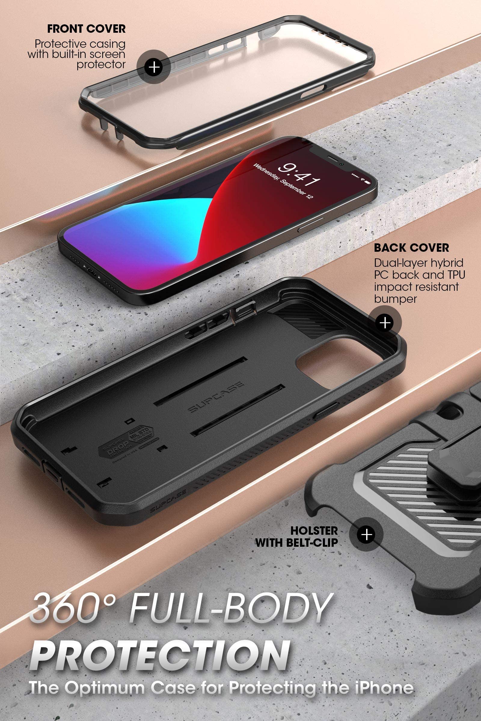 Foto 5 pulgar | Funda Supcase Unicorn Beetle Pro Para Iphone 12 Pro Max Negra - Venta Internacional.