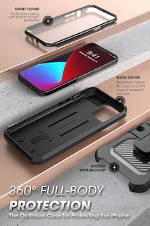 Foto 4 | Funda Supcase Unicorn Beetle Pro Para Iphone 12 Pro Max Negra - Venta Internacional.
