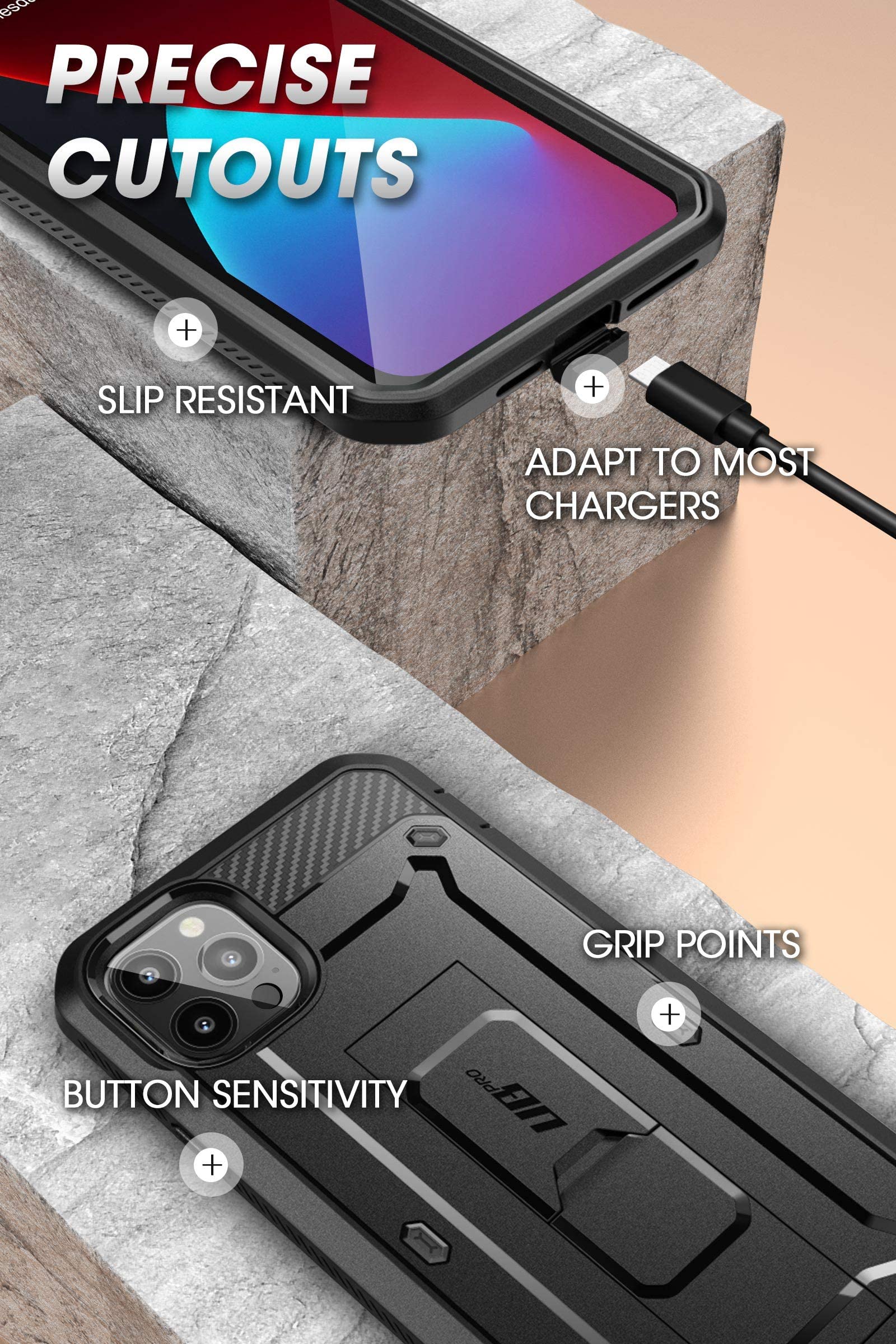 Foto 7 pulgar | Funda Supcase Unicorn Beetle Pro Para Iphone 12 Pro Max Negra - Venta Internacional.
