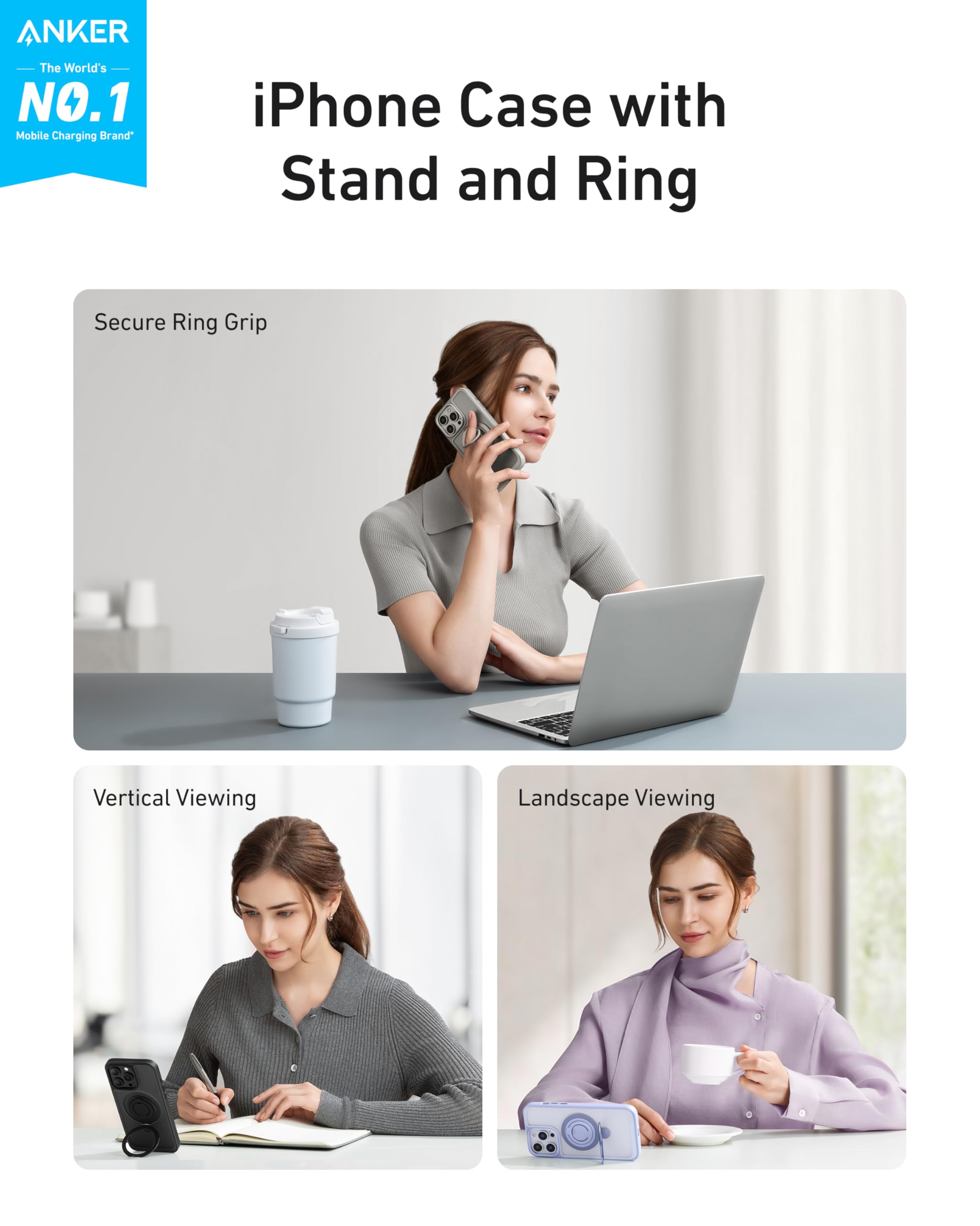 Foto 3 pulgar | Funda con Forma de Anillo Magnético Anker Maggo para Iphone 16 Pro - Venta Internacional