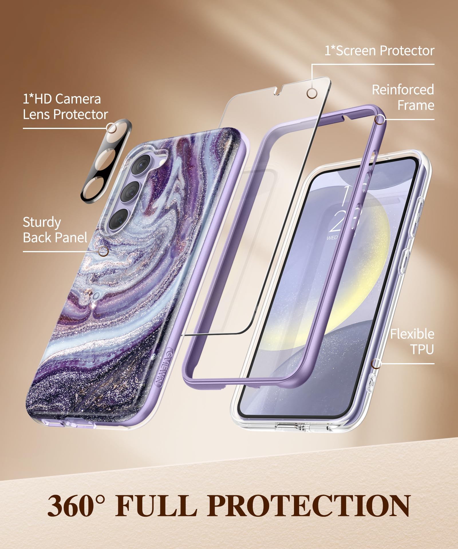 Foto 4 pulgar | Funda De Teléfono Gviewin Para Samsung Galaxy S24 Con Protector De Pantalla - Venta Internacional.