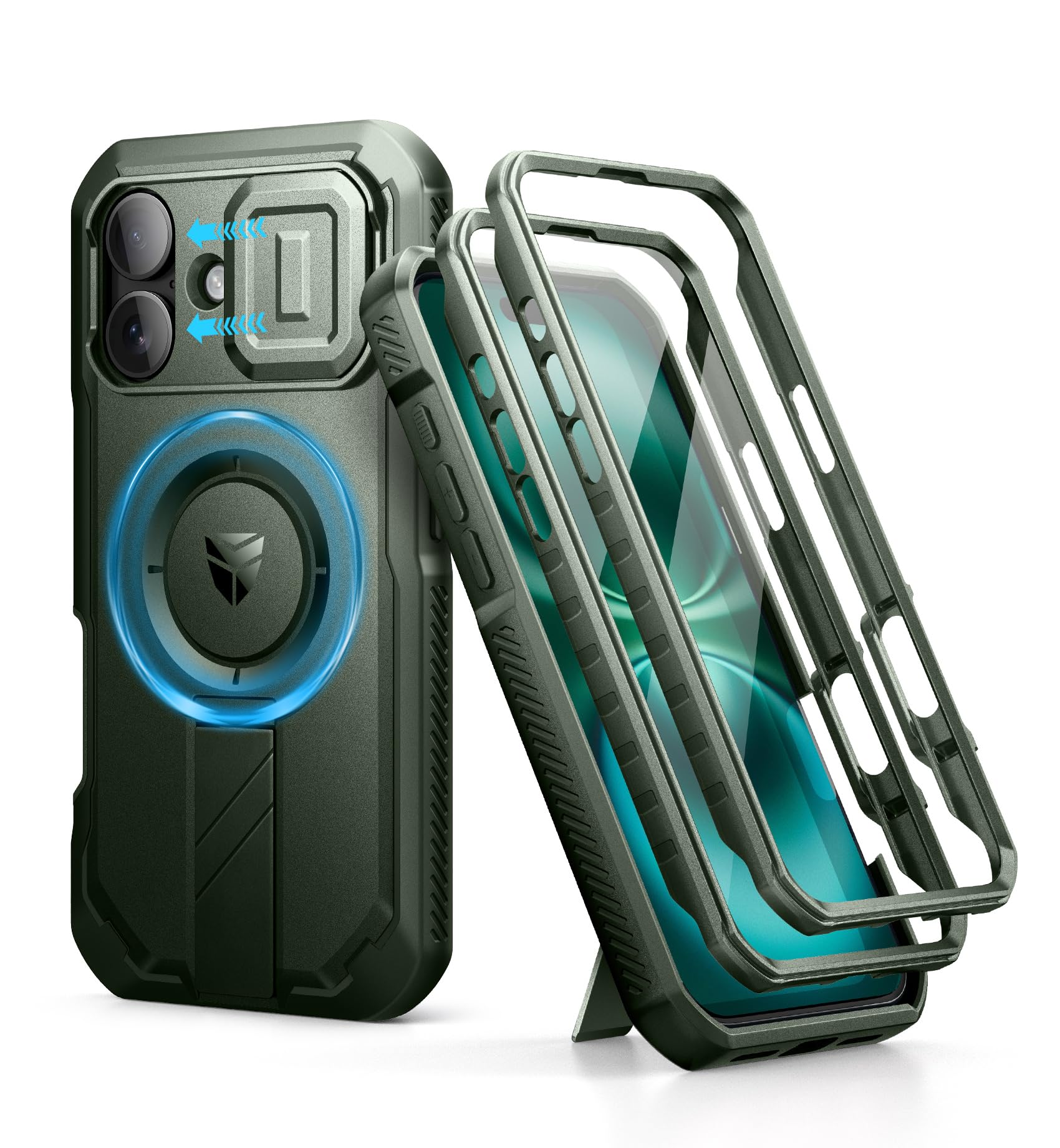 Foto 2 pulgar | Funda Dexnor Para Iphone 16 Con Cámara Deslizante, Color Verde Militar - Venta Internacional.