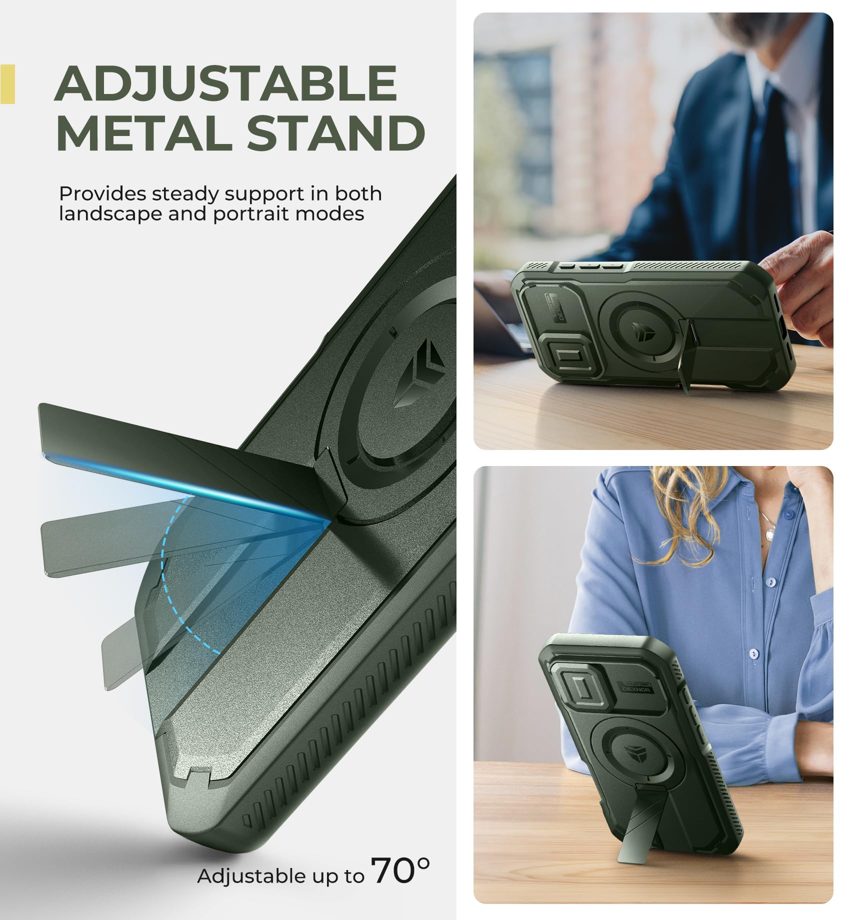 Foto 6 pulgar | Funda Dexnor Para Iphone 16 Con Cámara Deslizante, Color Verde Militar - Venta Internacional.