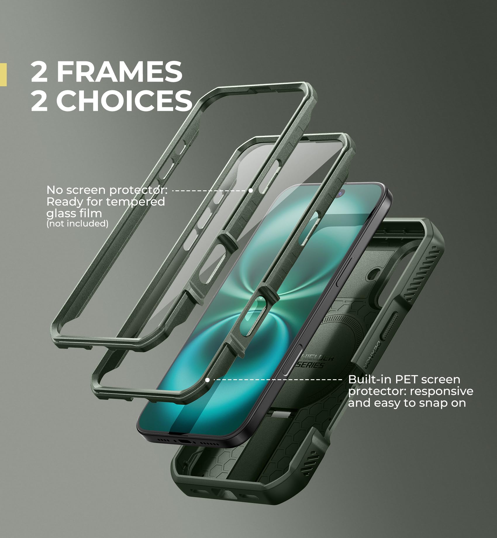 Foto 7 pulgar | Funda Dexnor Para Iphone 16 Con Cámara Deslizante, Color Verde Militar - Venta Internacional.