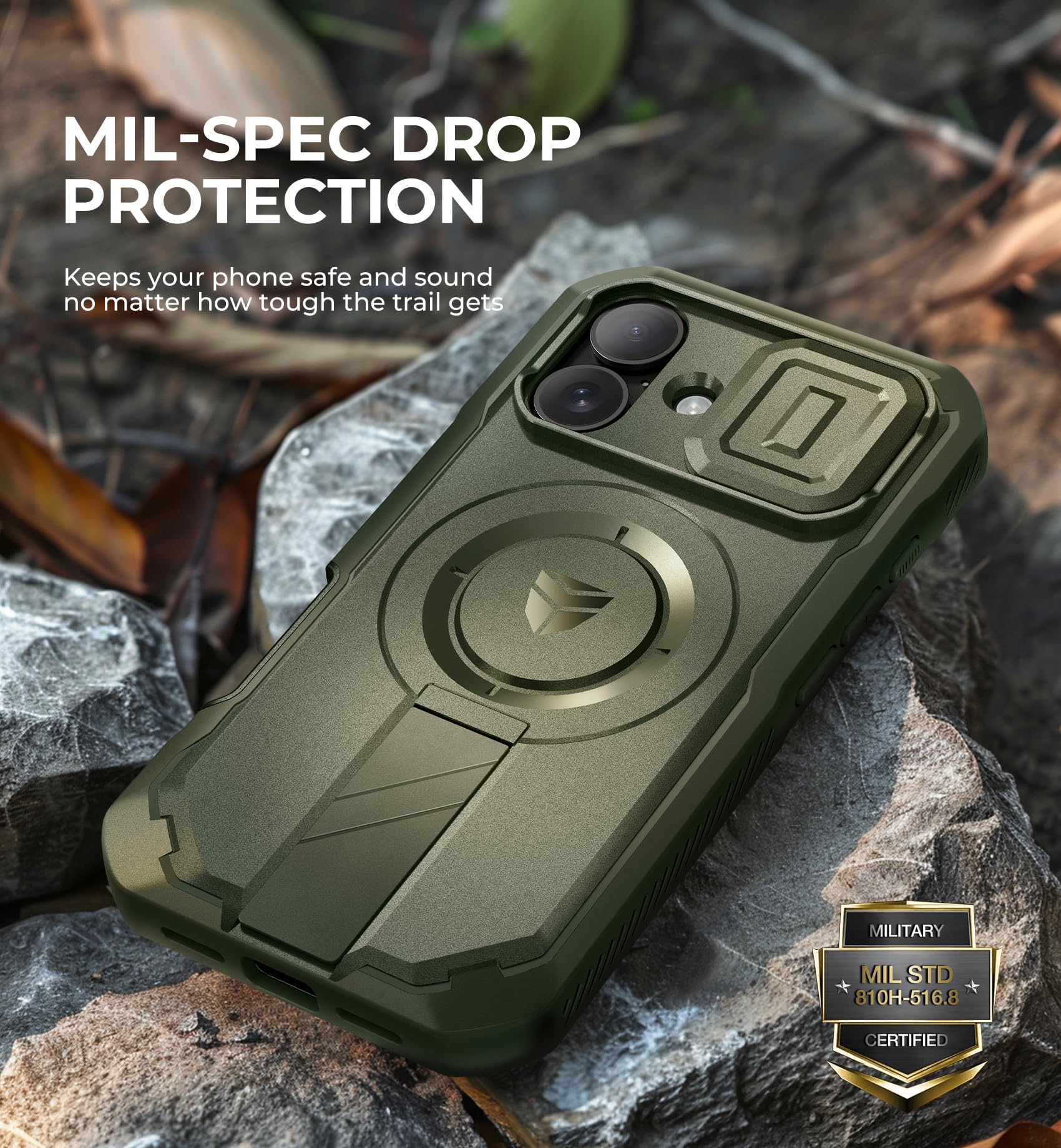 Foto 8 pulgar | Funda Dexnor Para Iphone 16 Con Cámara Deslizante, Color Verde Militar - Venta Internacional.