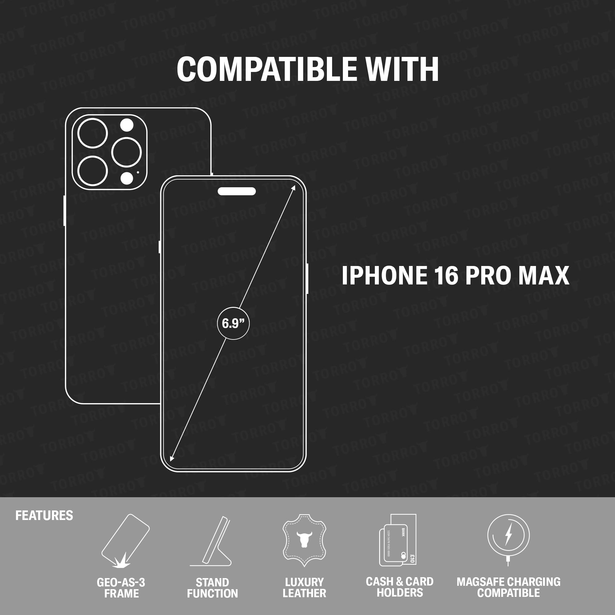 Foto 3 pulgar | Funda Torro Premium Leather Para Iphone 16 Pro Max De 6.9'' - Venta Internacional.
