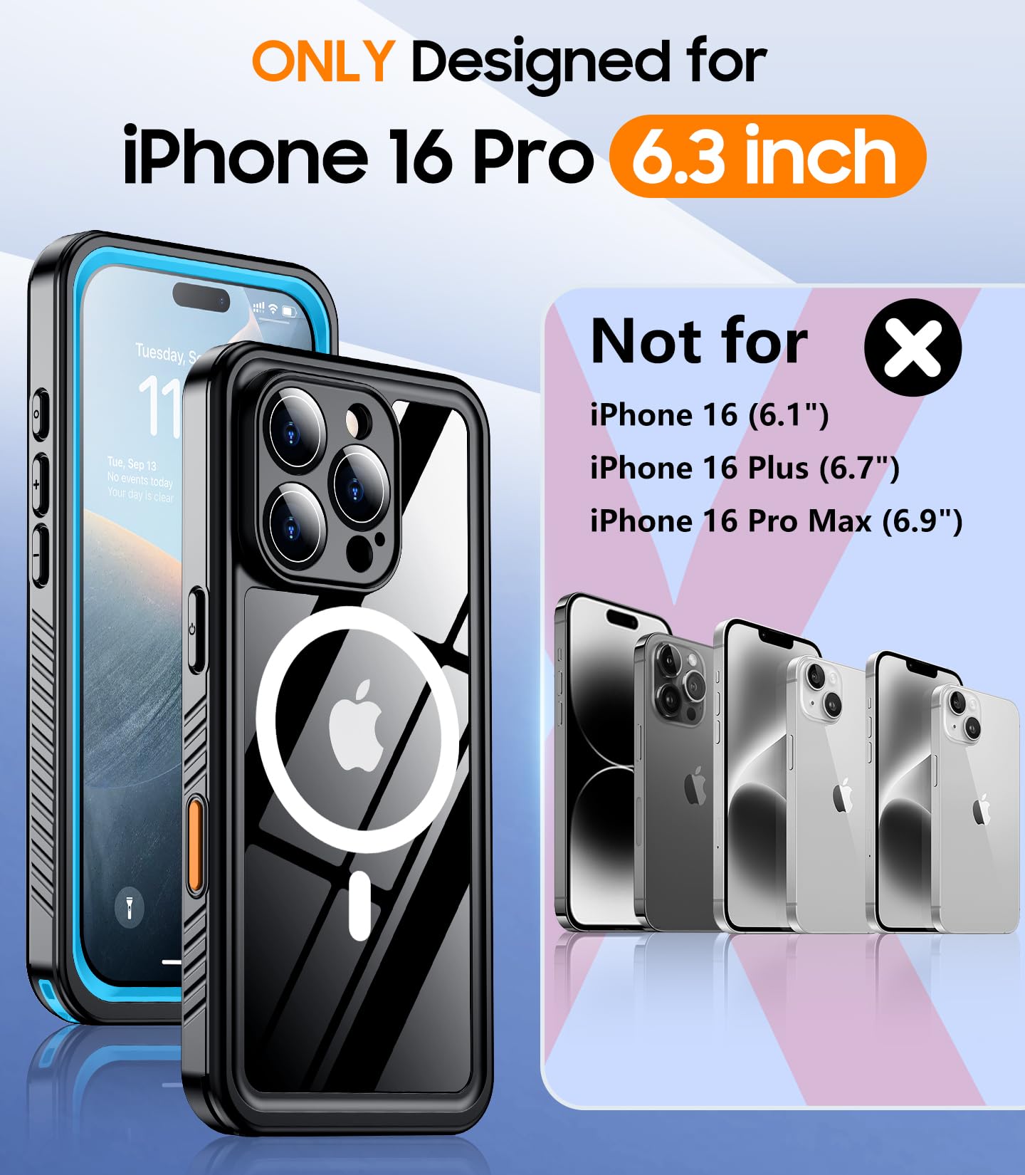 Foto 3 pulgar | Funda De Teléfono Temdan Magnética Impermeable Para Iphone 16 Pro De 6.3 Pulgadas - Venta Internacional.