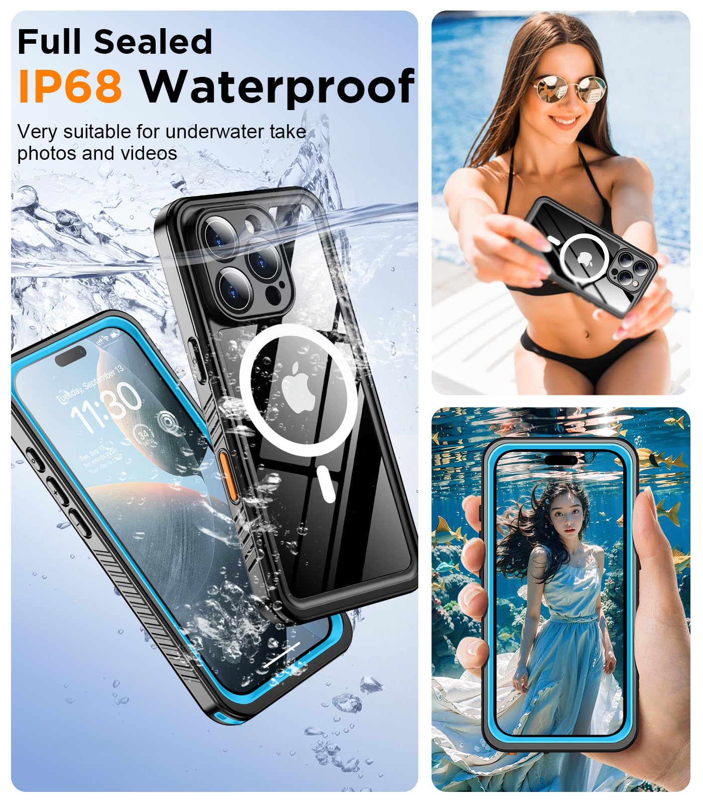 Foto 4 pulgar | Funda De Teléfono Temdan Magnética Impermeable Para Iphone 16 Pro De 6.3 Pulgadas - Venta Internacional.