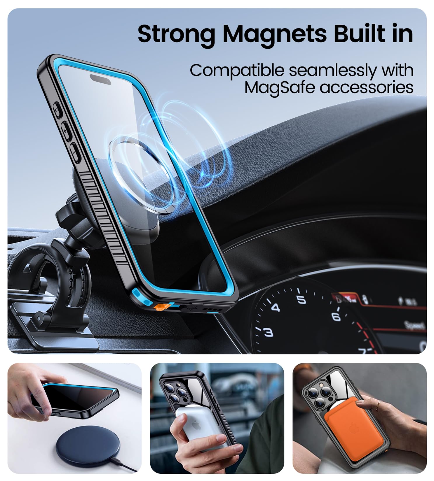 Foto 6 pulgar | Funda De Teléfono Temdan Magnética Impermeable Para Iphone 16 Pro De 6.3 Pulgadas - Venta Internacional.